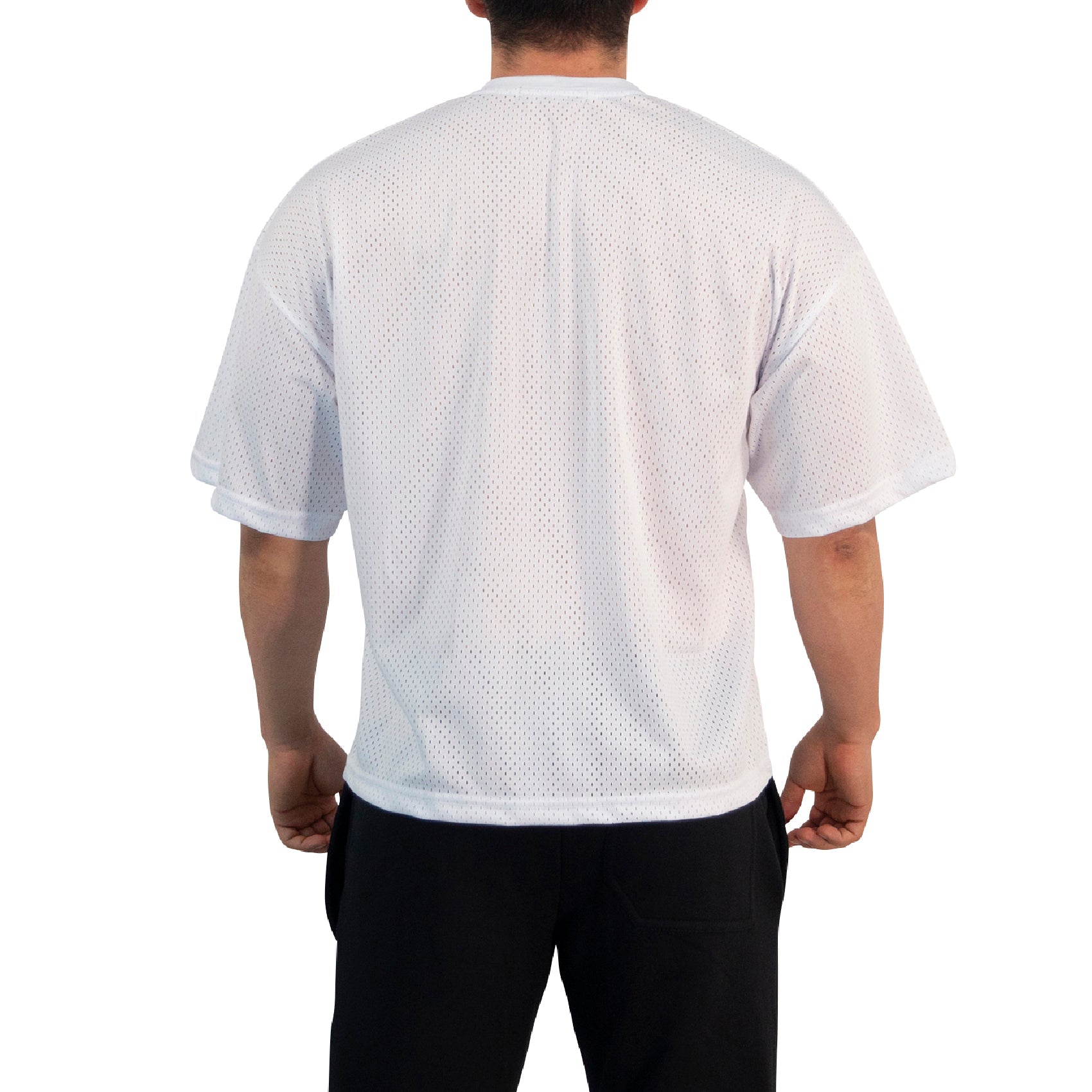 Crop Jersey Oversized White Dark Logo Black