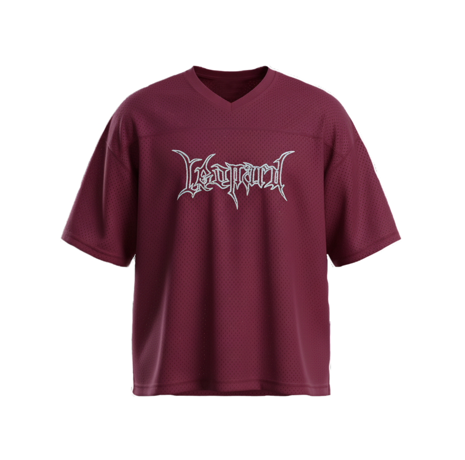 Crop Jersey Oversized Burgundy Dark Logo White
