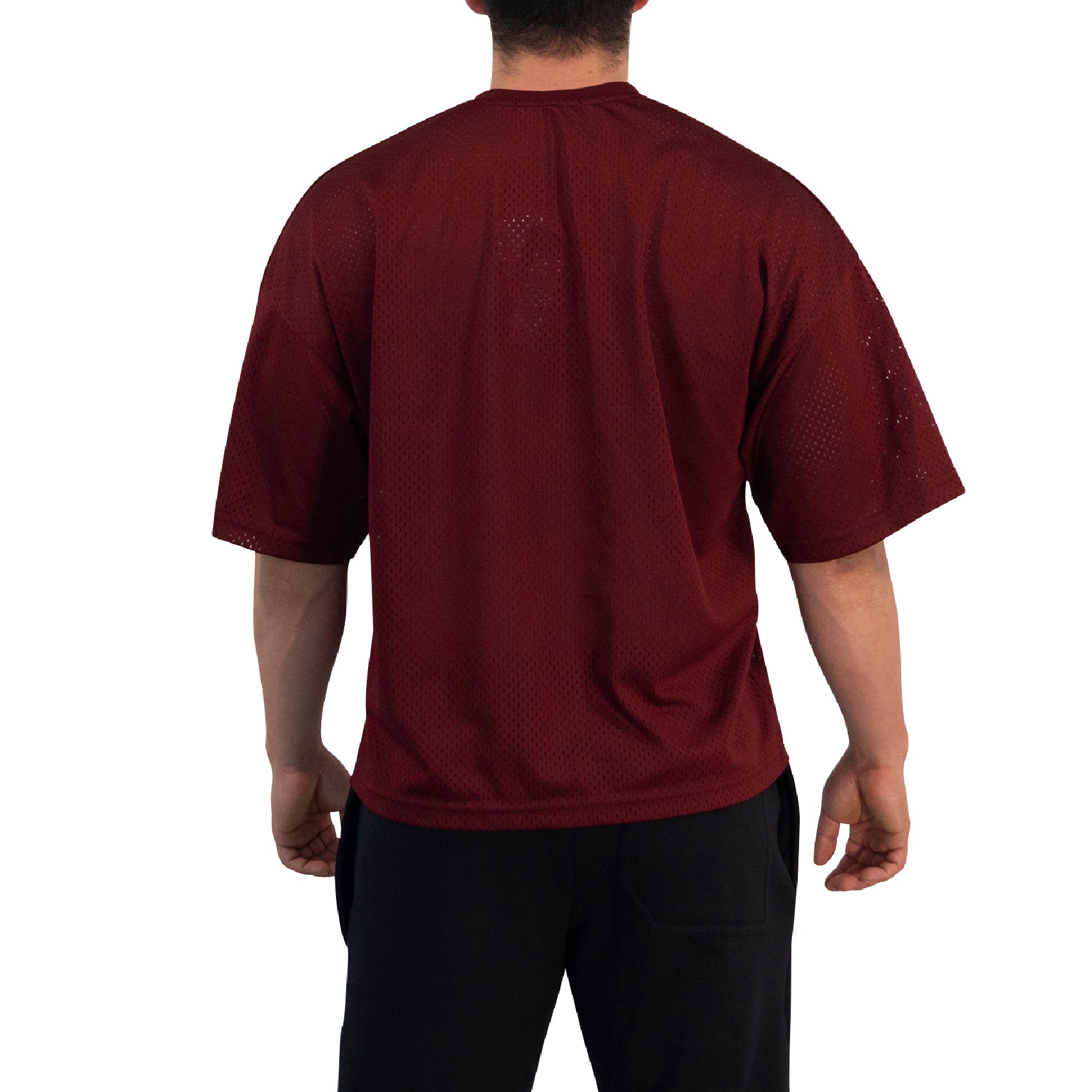 Crop Jersey Oversized Burgundy Dark Logo White