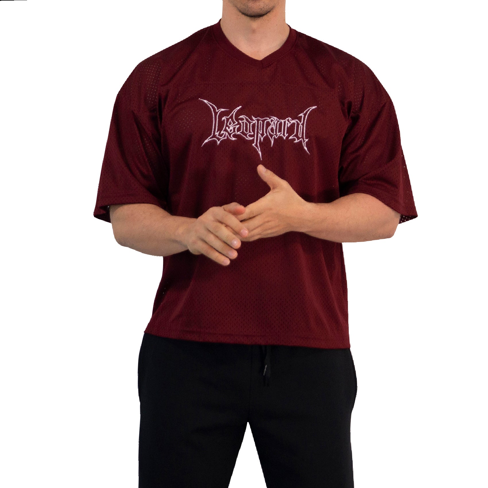 Crop Jersey Oversized Burgundy Dark Logo White