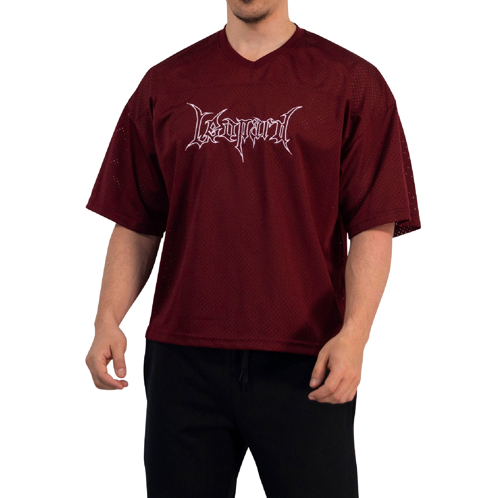 Crop Jersey Oversized Burgundy Dark Logo White