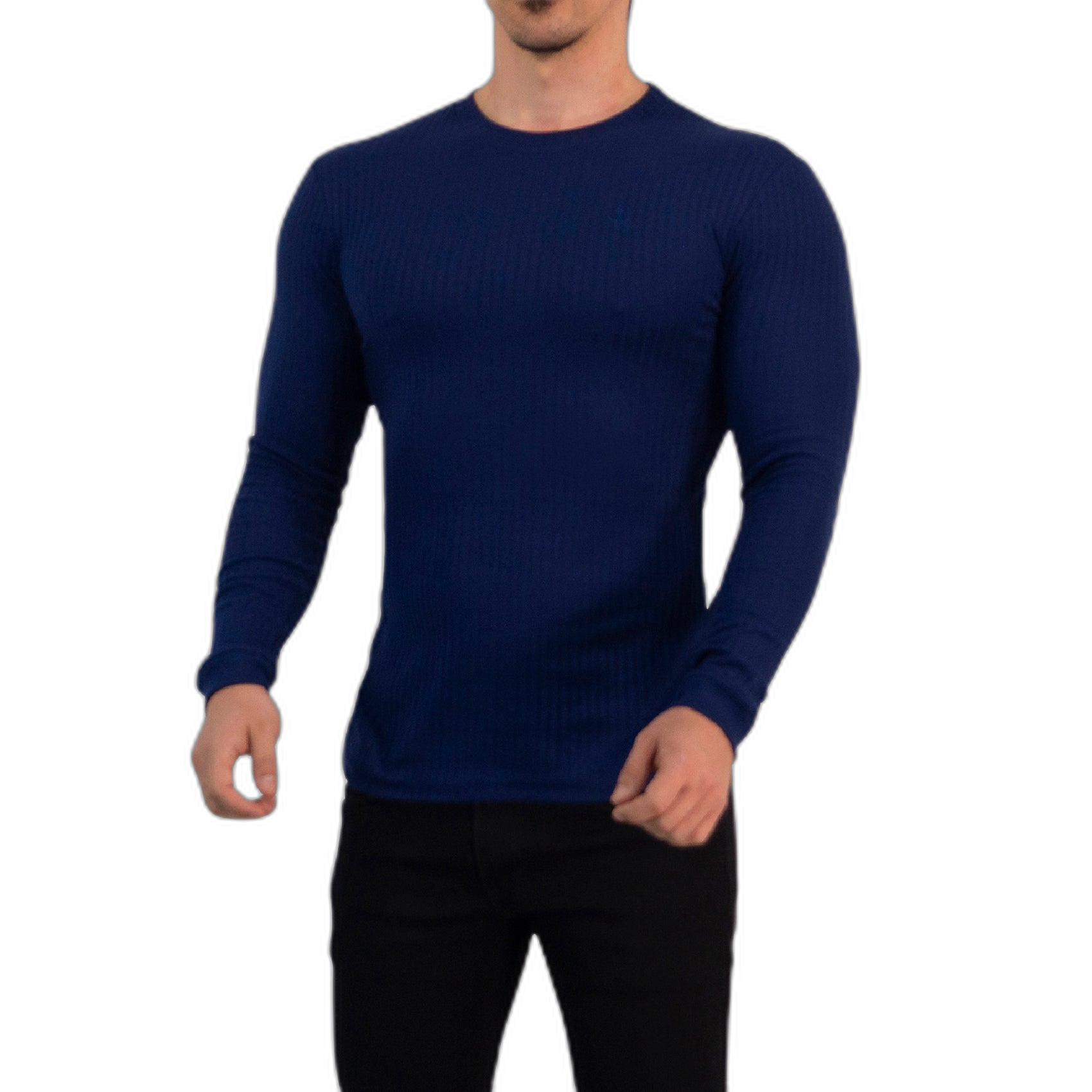 Playera Ribbed Long Sleeve Navy