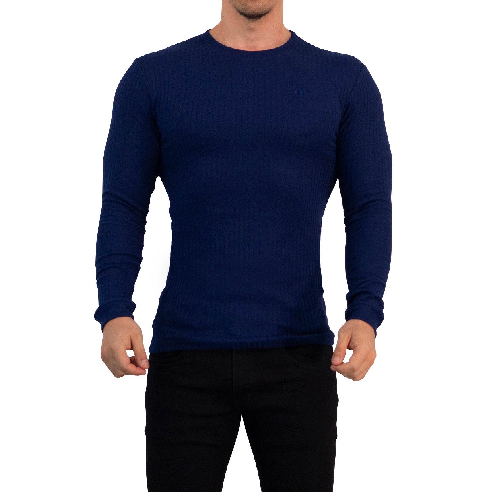 Playera Ribbed Long Sleeve Navy