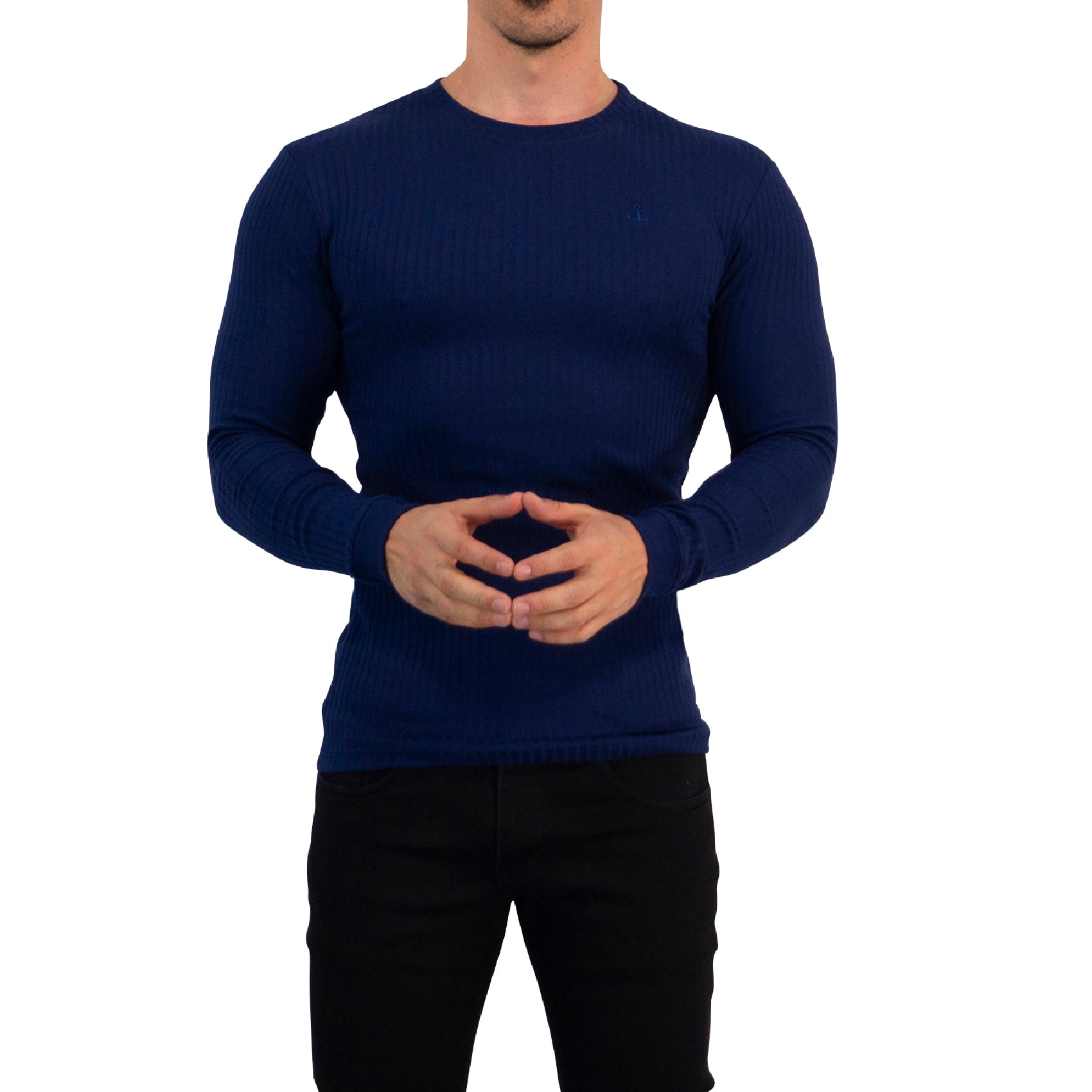 Playera Ribbed Long Sleeve Navy