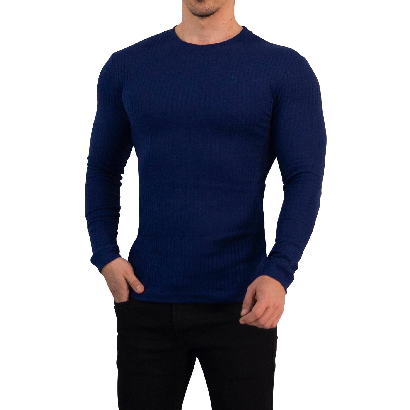 Playera Ribbed Long Sleeve Navy