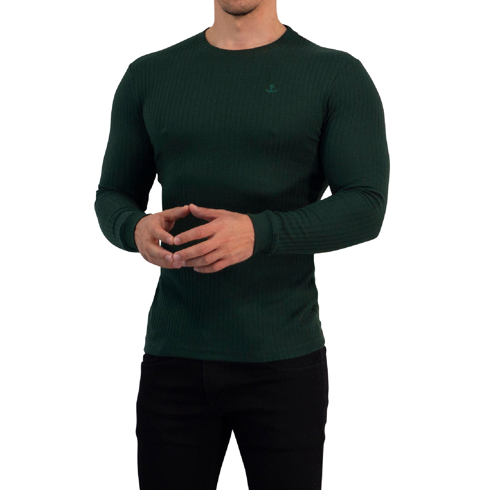 Playera Ribbed Long Sleeve Seaweed Green
