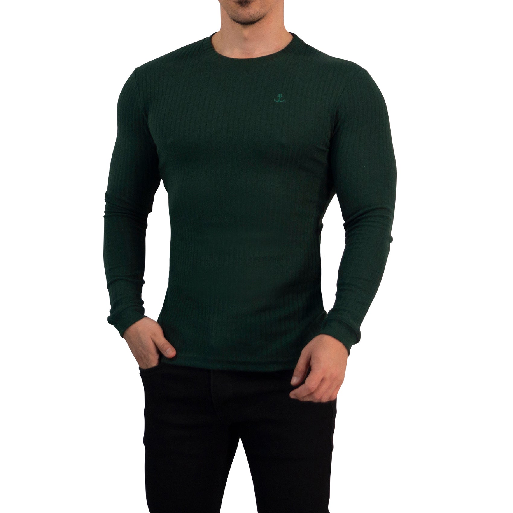 Playera Ribbed Long Sleeve Seaweed Green