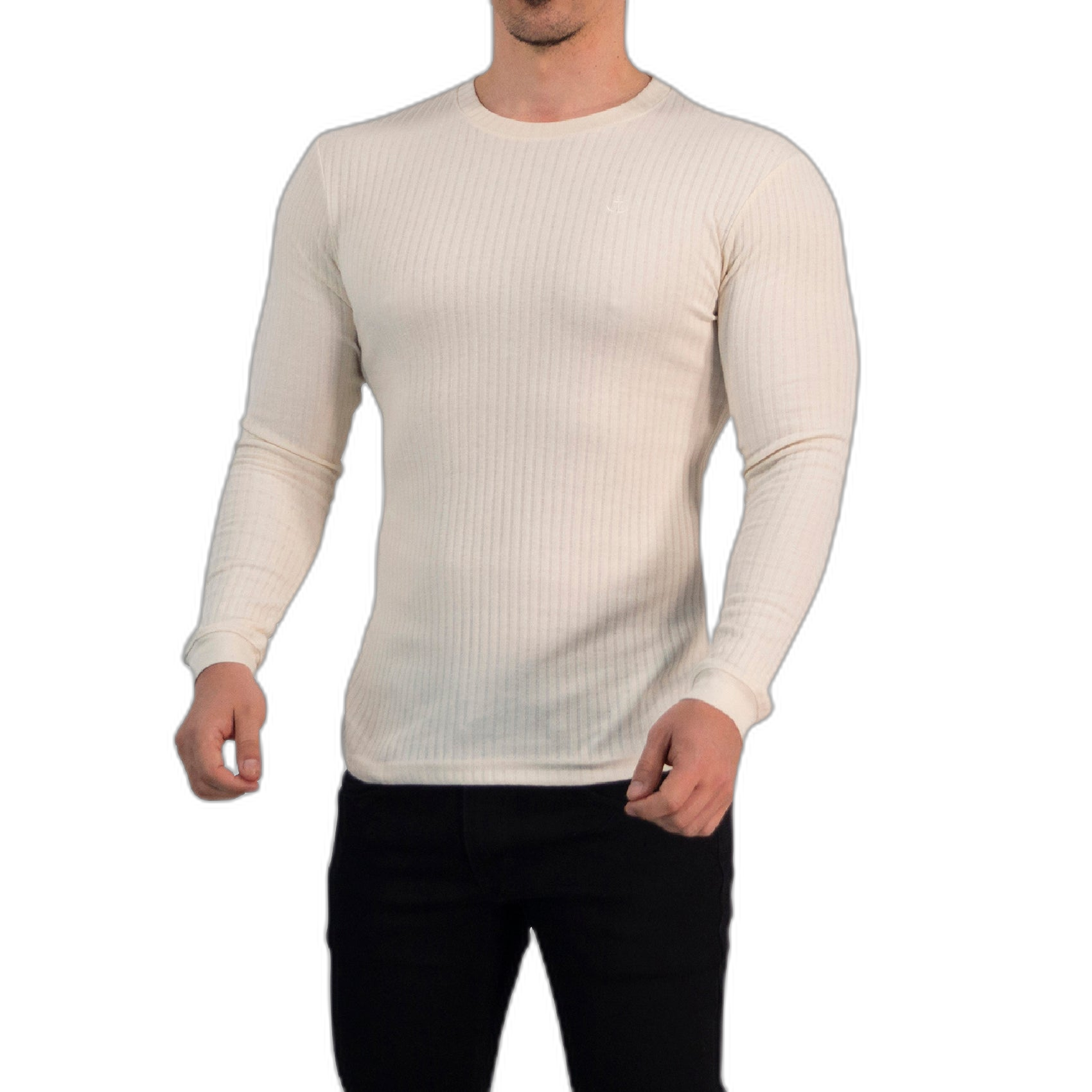 Playera Ribbed Long Sleeve Raw Cream