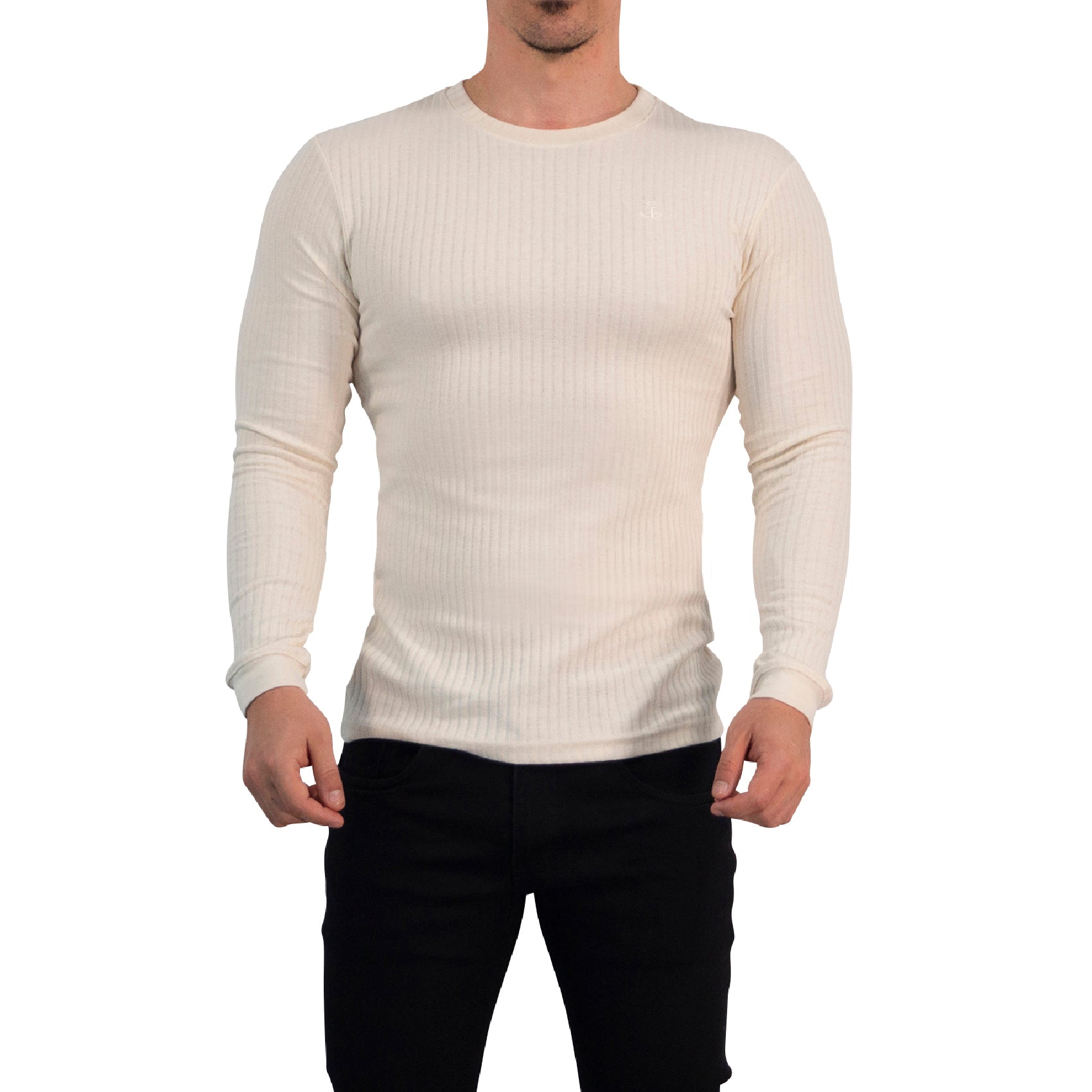 Playera Ribbed Long Sleeve Raw Cream