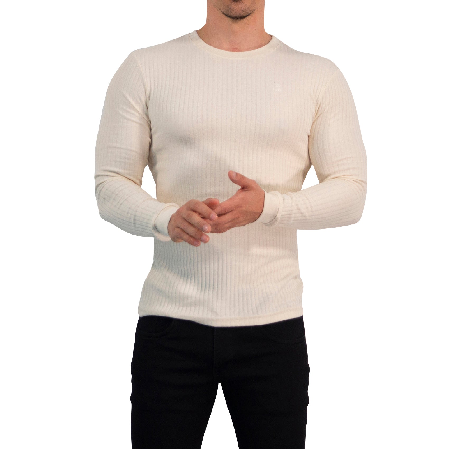 Playera Ribbed Long Sleeve Raw Cream