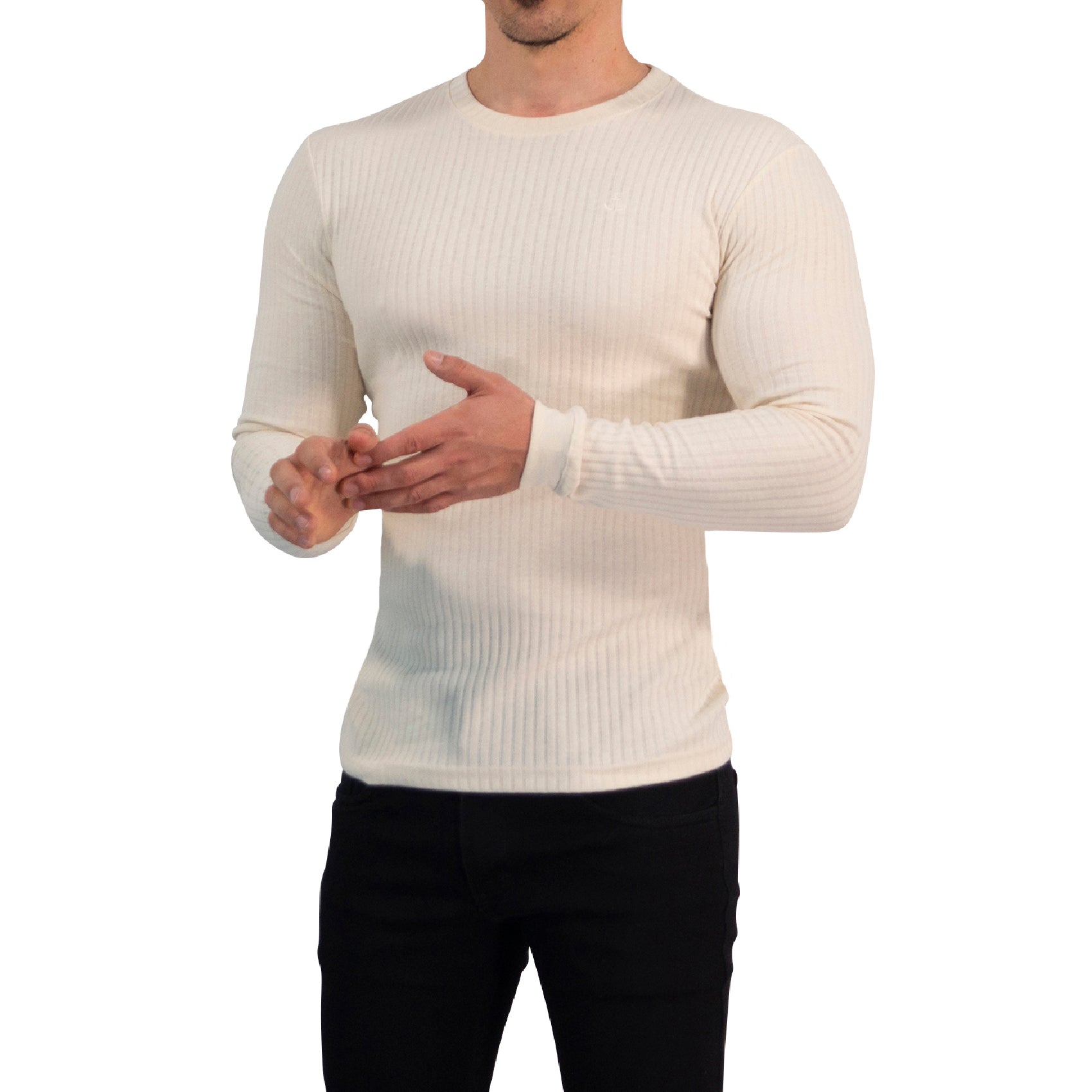 Playera Ribbed Long Sleeve Raw Cream