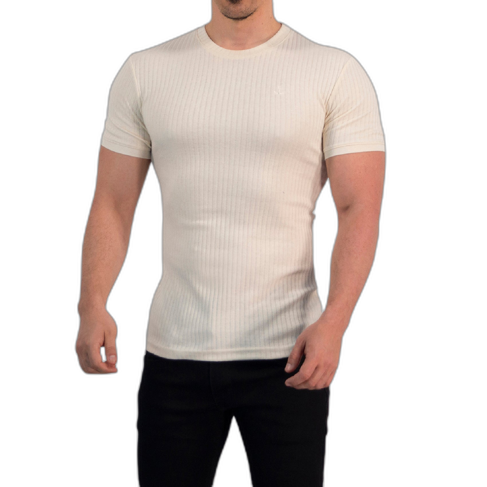 Playera Ribbed Short Sleeve Raw Cream