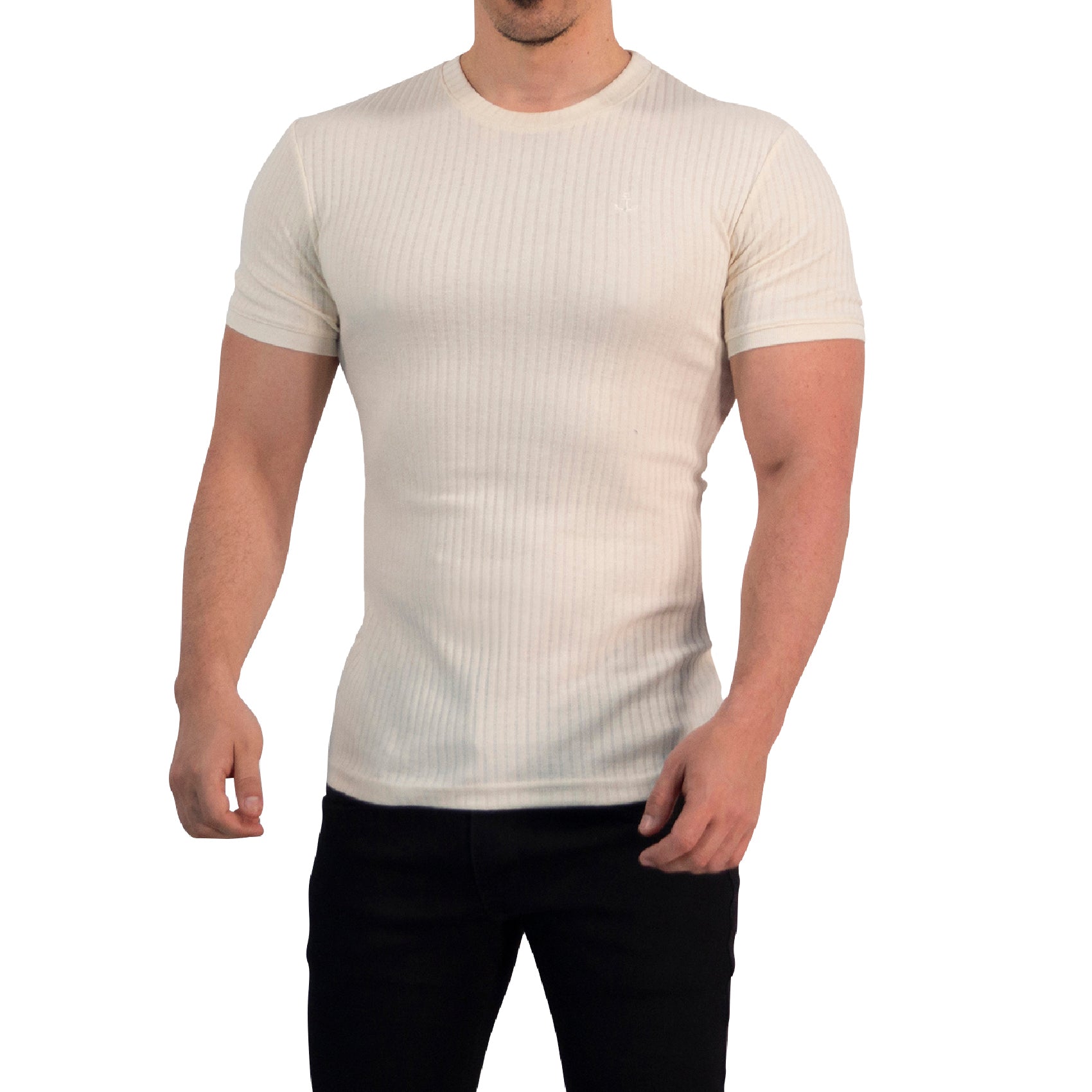 Playera Ribbed Short Sleeve Raw Cream