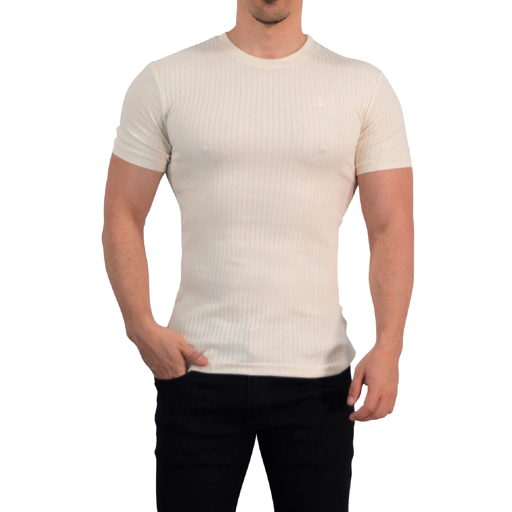 Playera Ribbed Short Sleeve Raw Cream