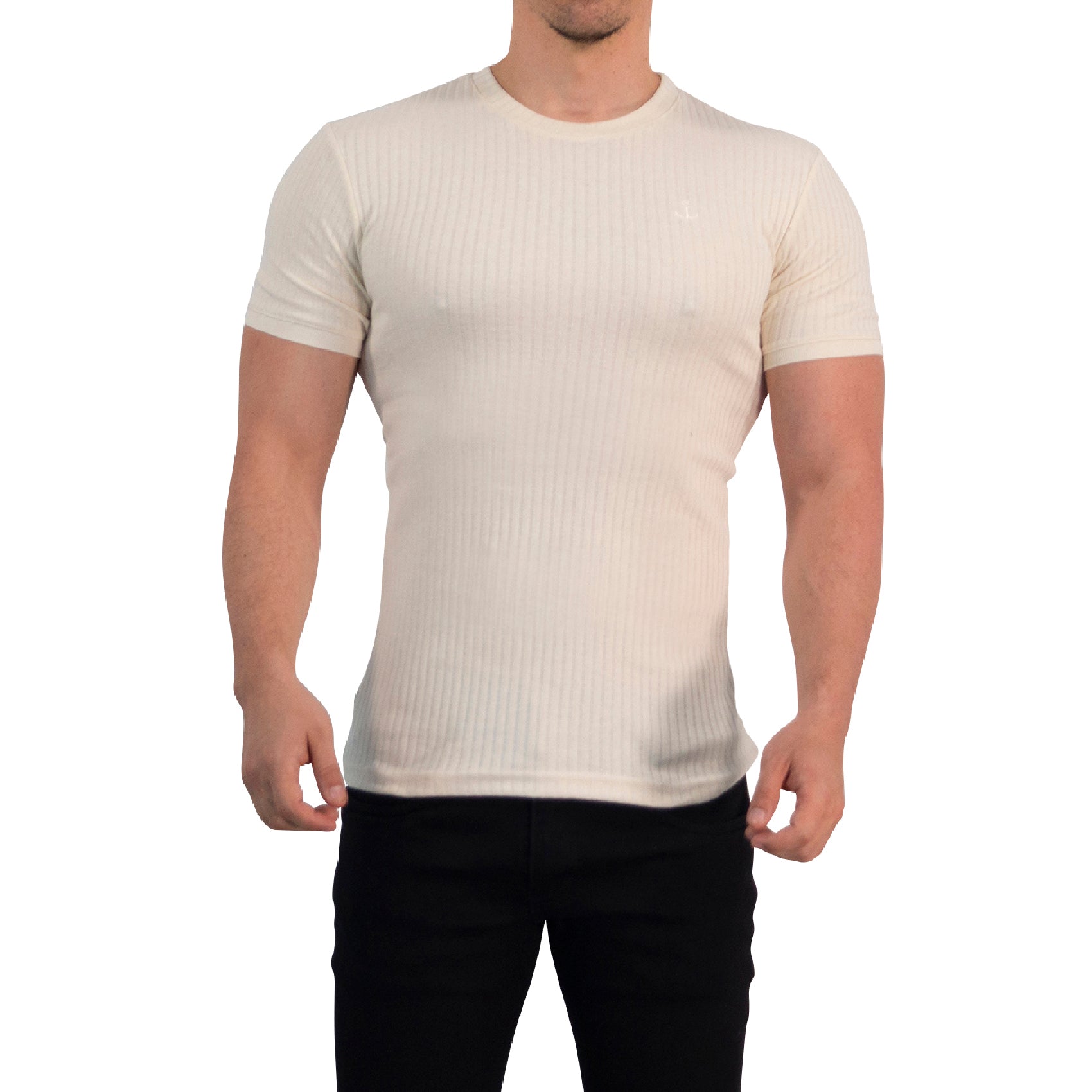 Playera Ribbed Short Sleeve Raw Cream