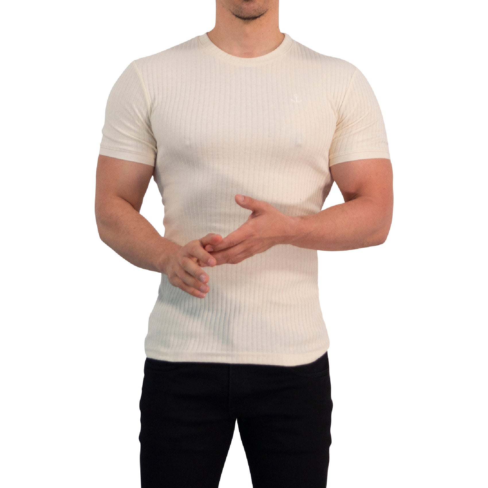 Playera Ribbed Short Sleeve Raw Cream