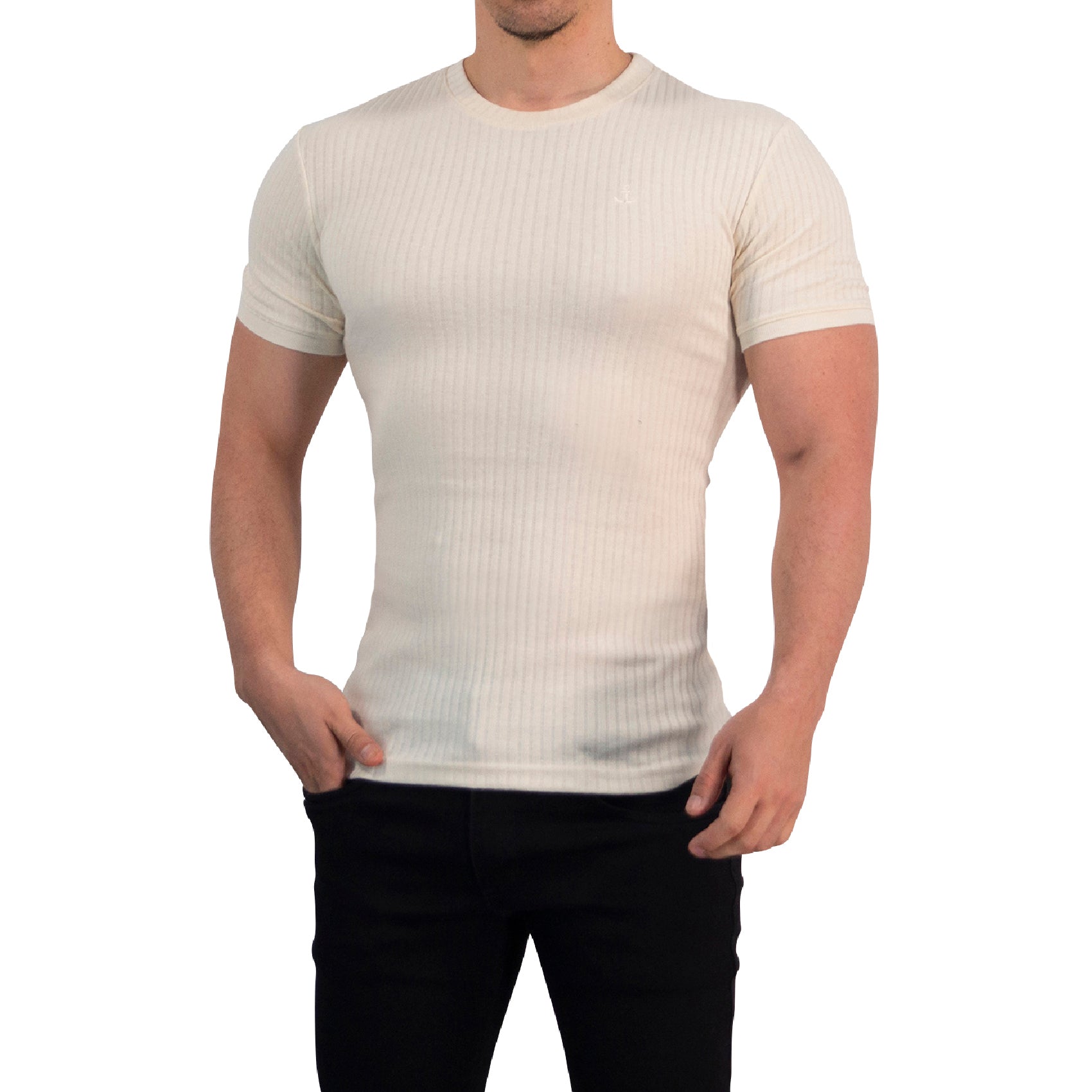 Playera Ribbed Short Sleeve Raw Cream