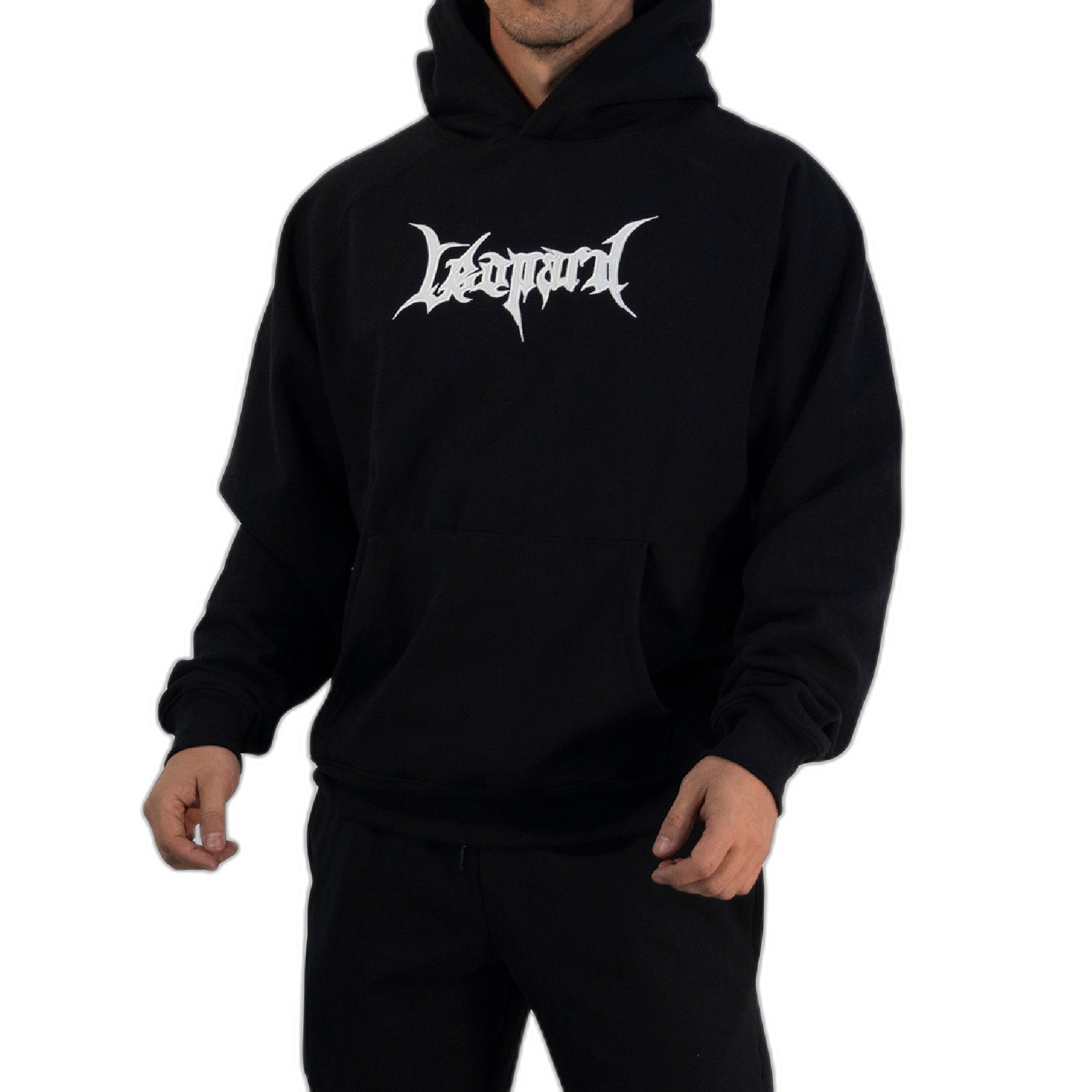 Hoodie Oversized Dark Series Distresed Logo Black