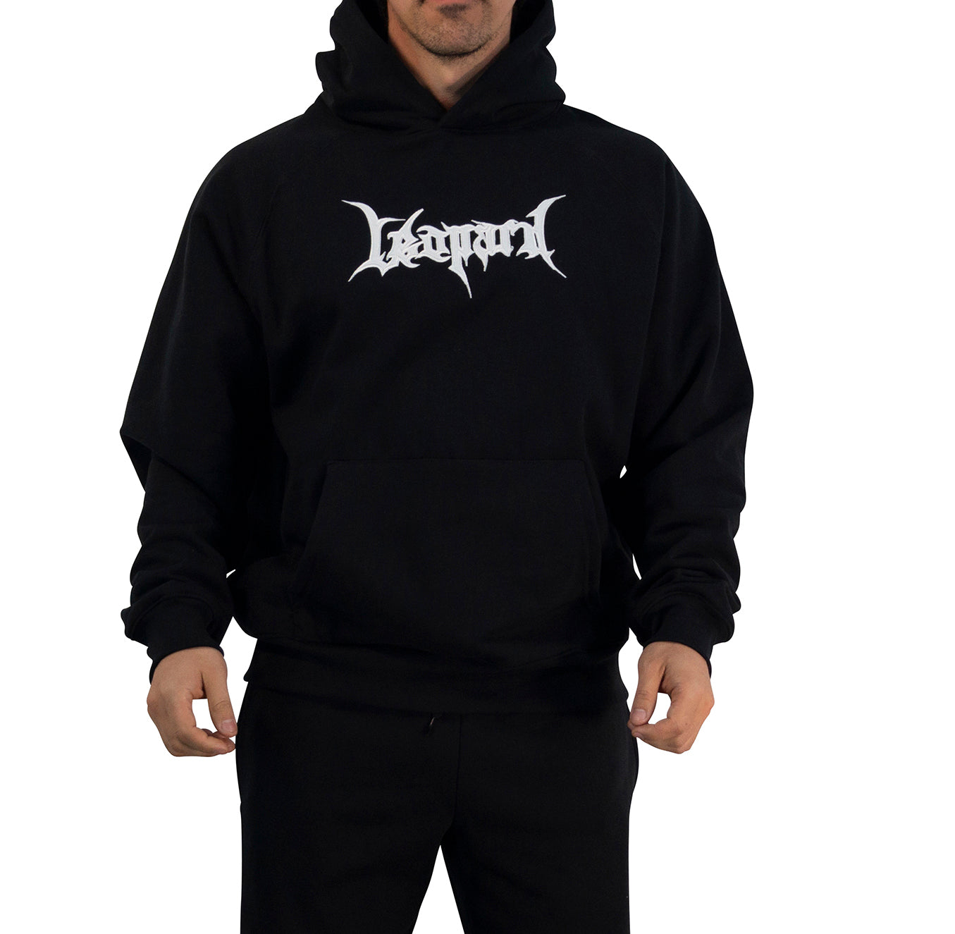Hoodie Oversized Dark Series Distresed Logo Black