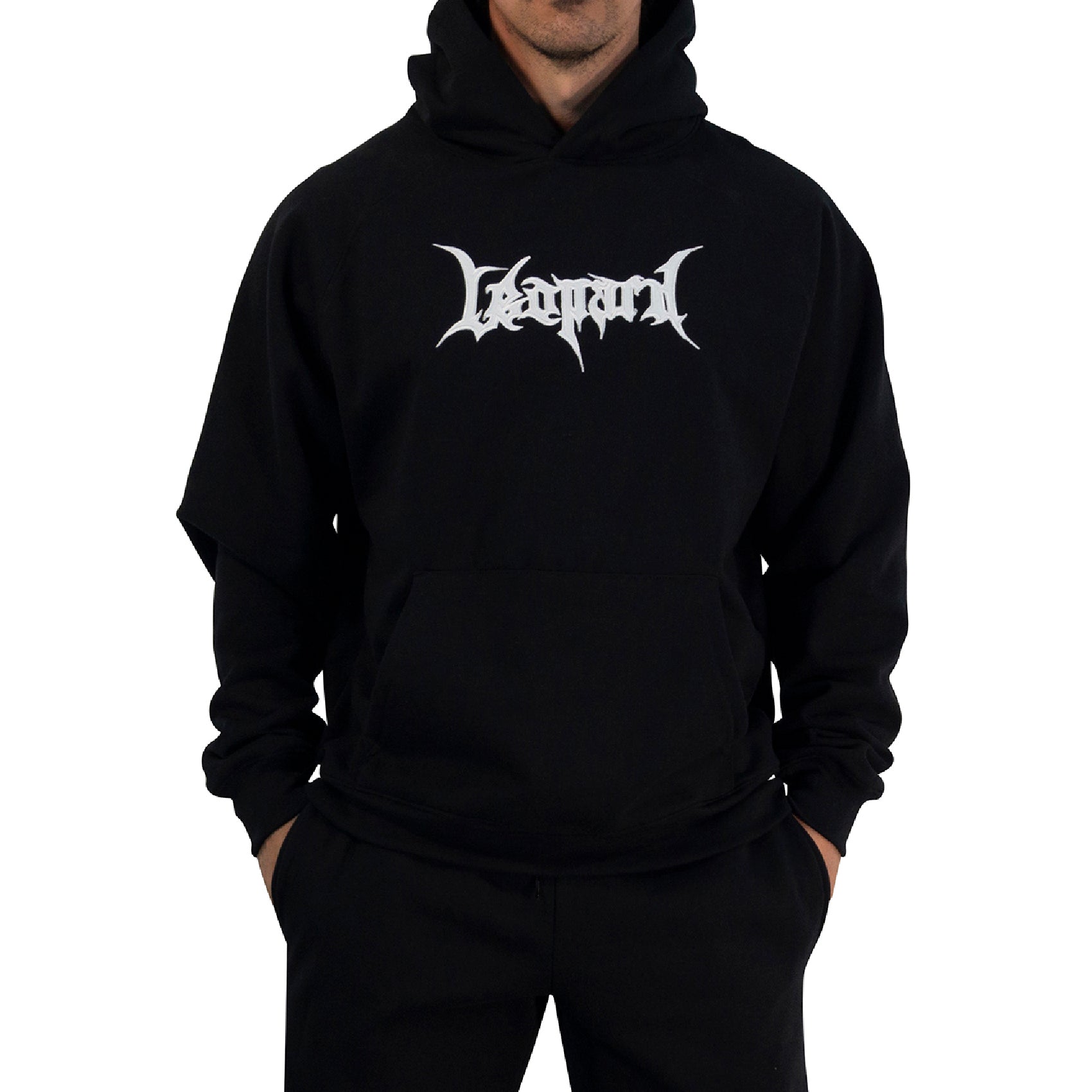 Hoodie Oversized Dark Series Distresed Logo Black
