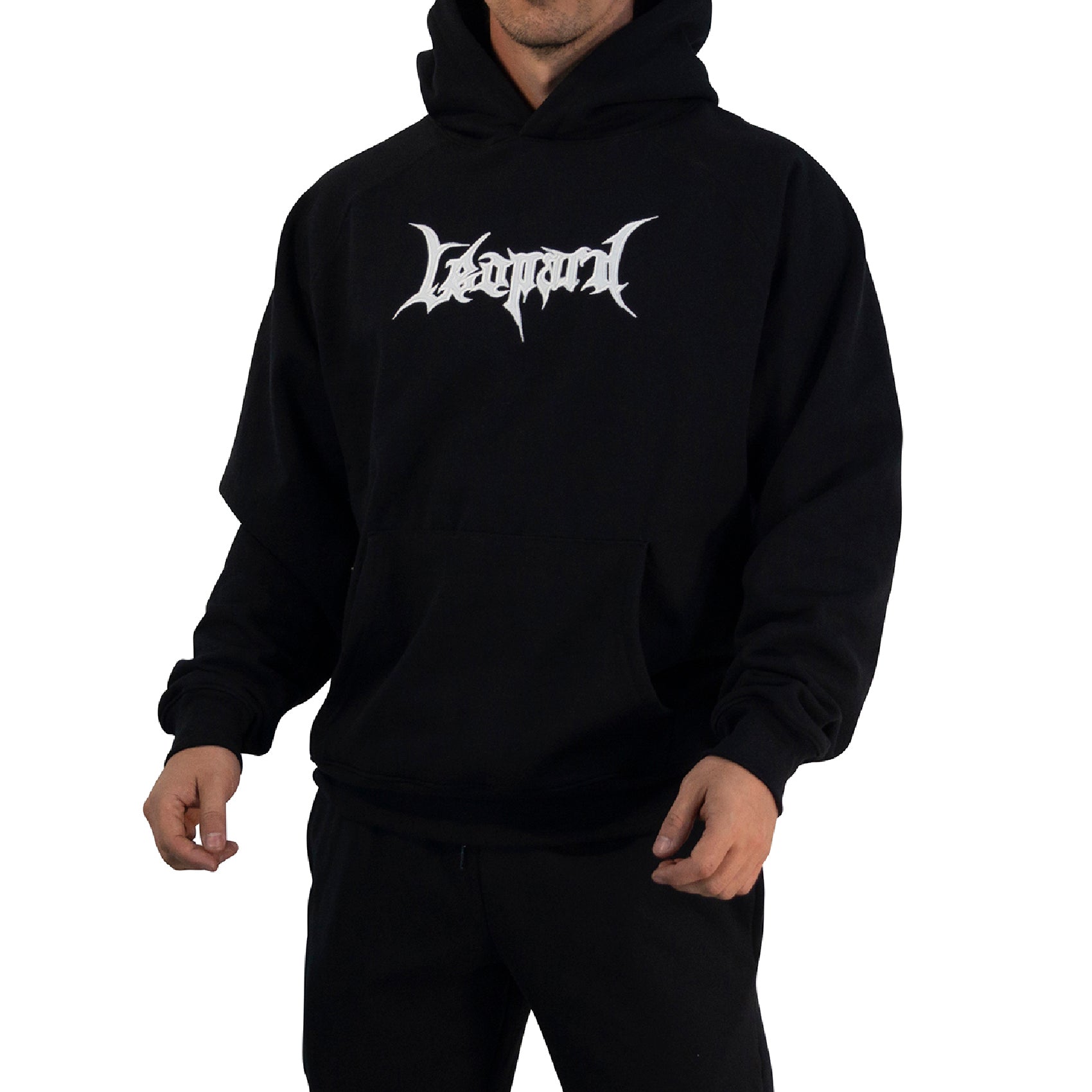 Hoodie Oversized Dark Series Distresed Logo Black
