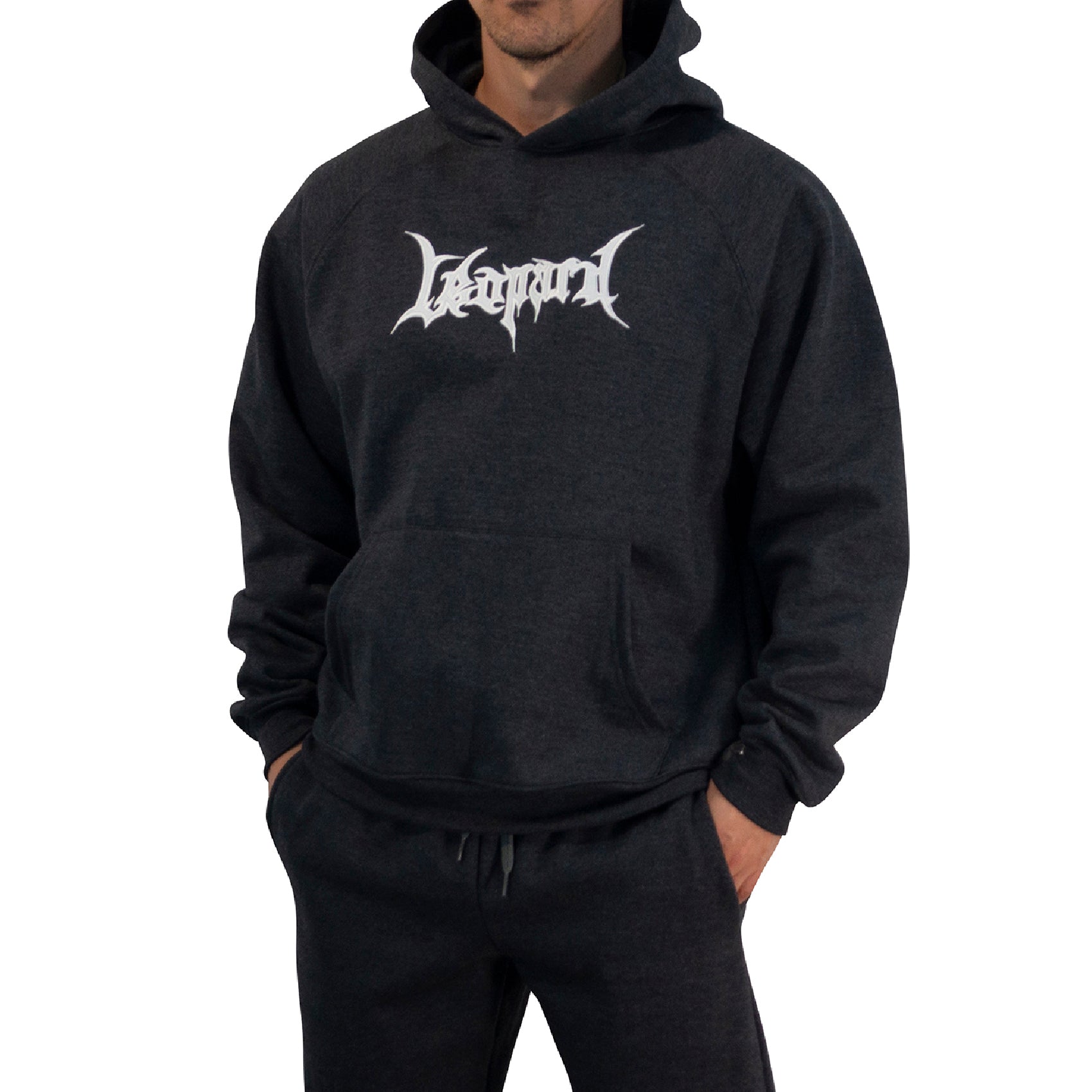 Hoodie Oversized Dark Series Distresed Logo Dark Gray