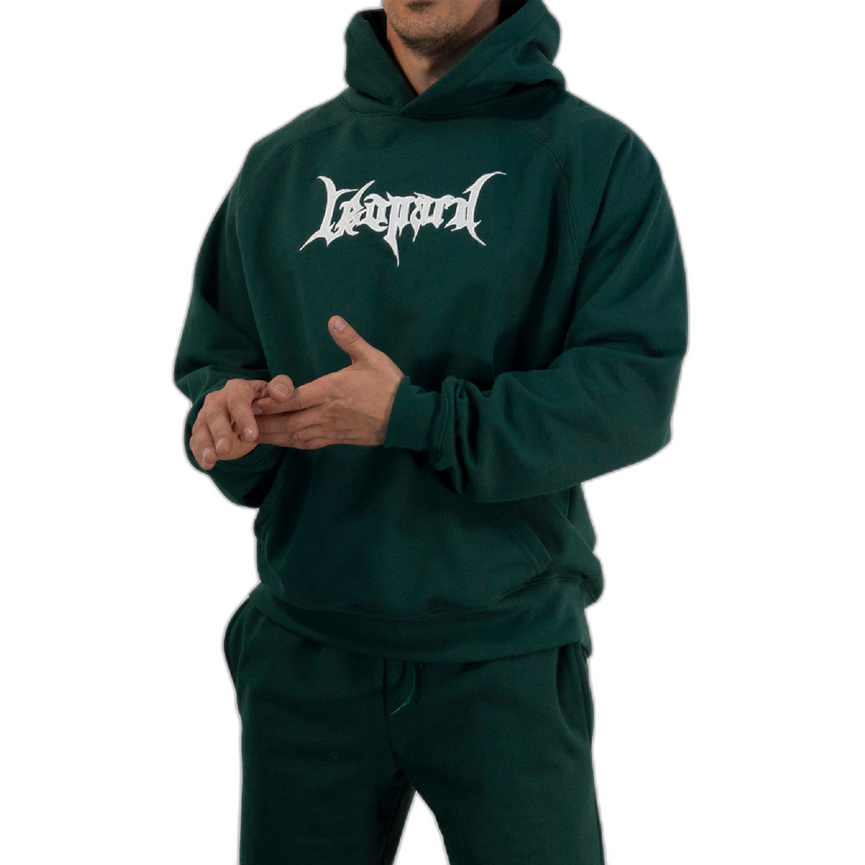 Hoodie Oversized Dark Series Distresed Logo Dark Green