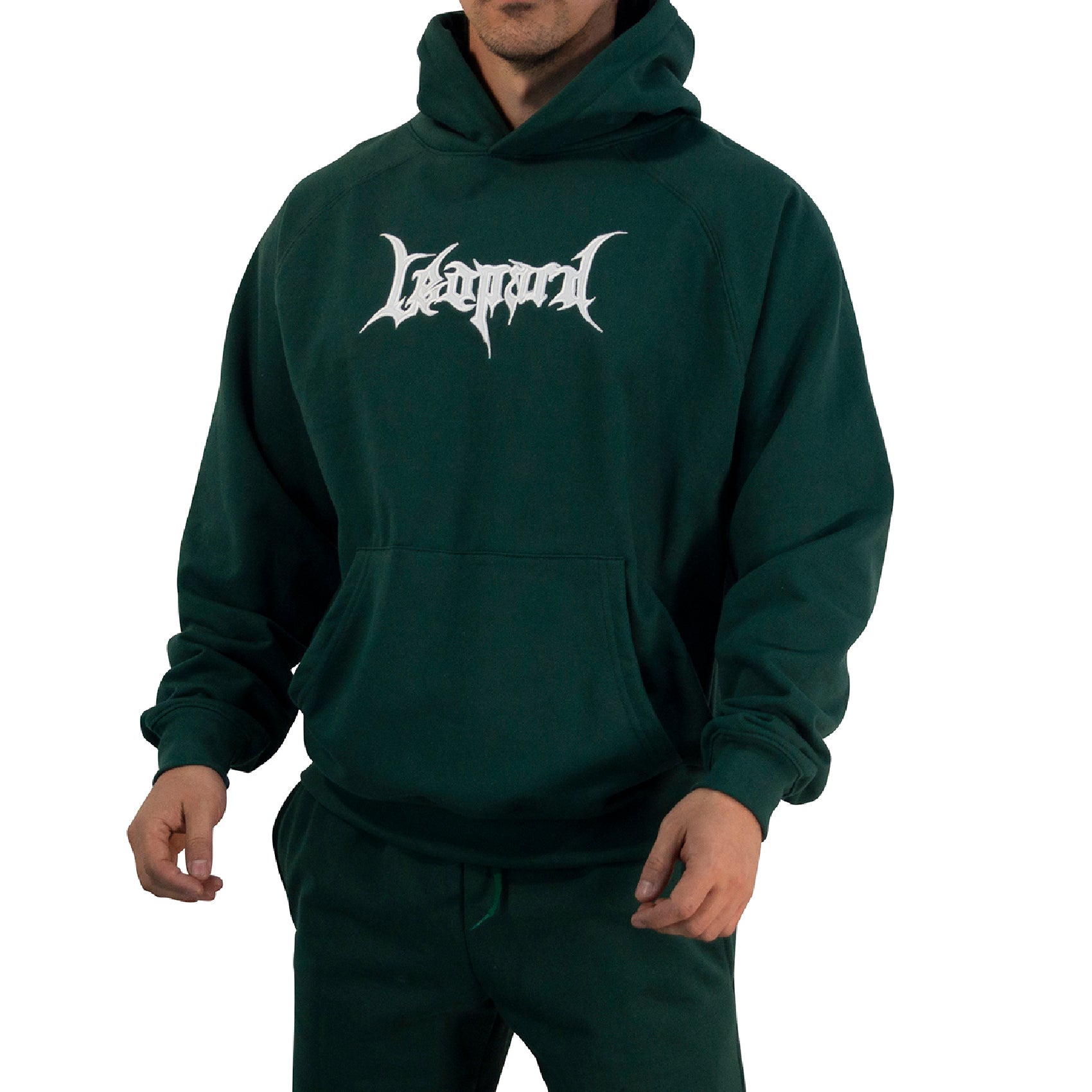 Hoodie Oversized Dark Series Distresed Logo Dark Green