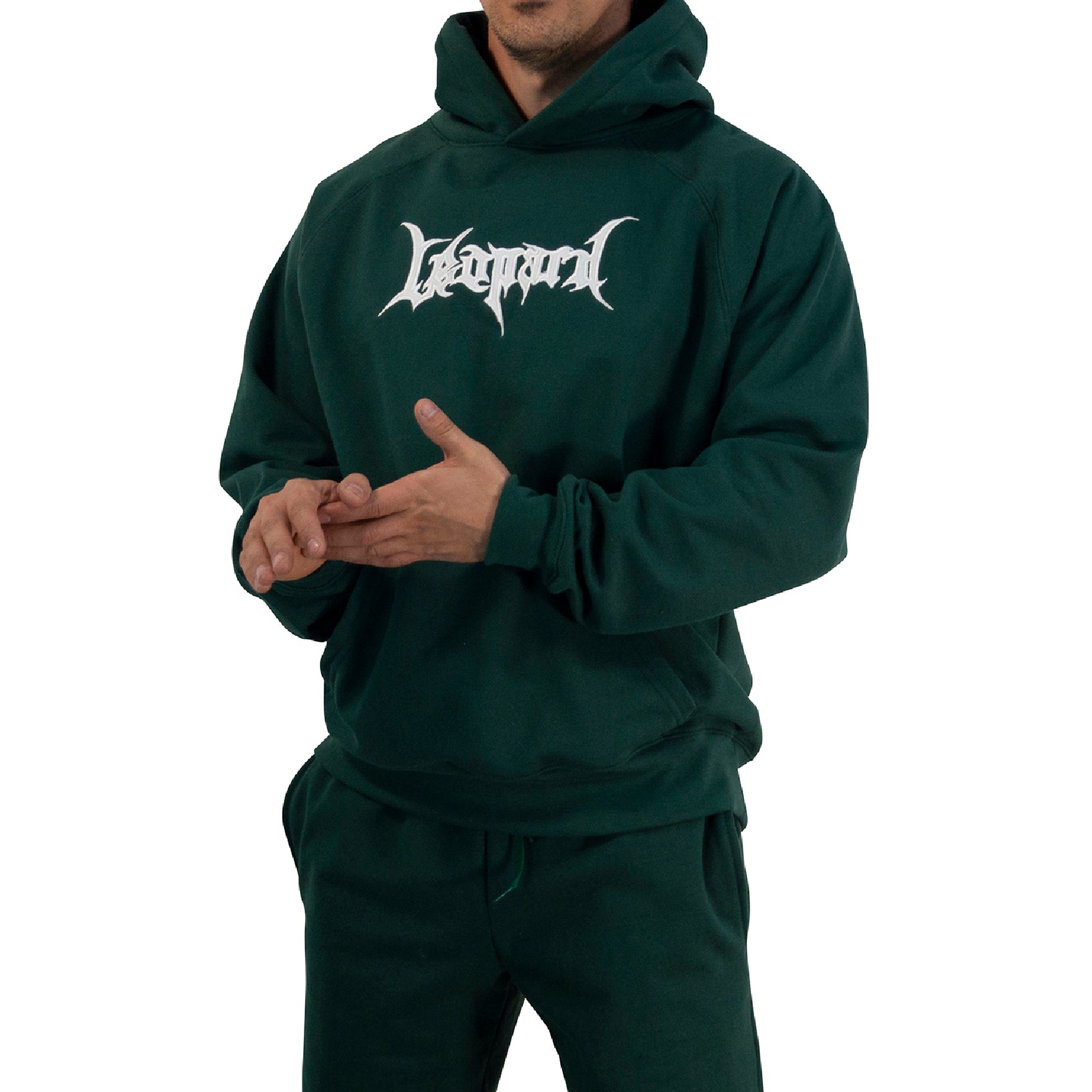 Hoodie Oversized Dark Series Distresed Logo Dark Green