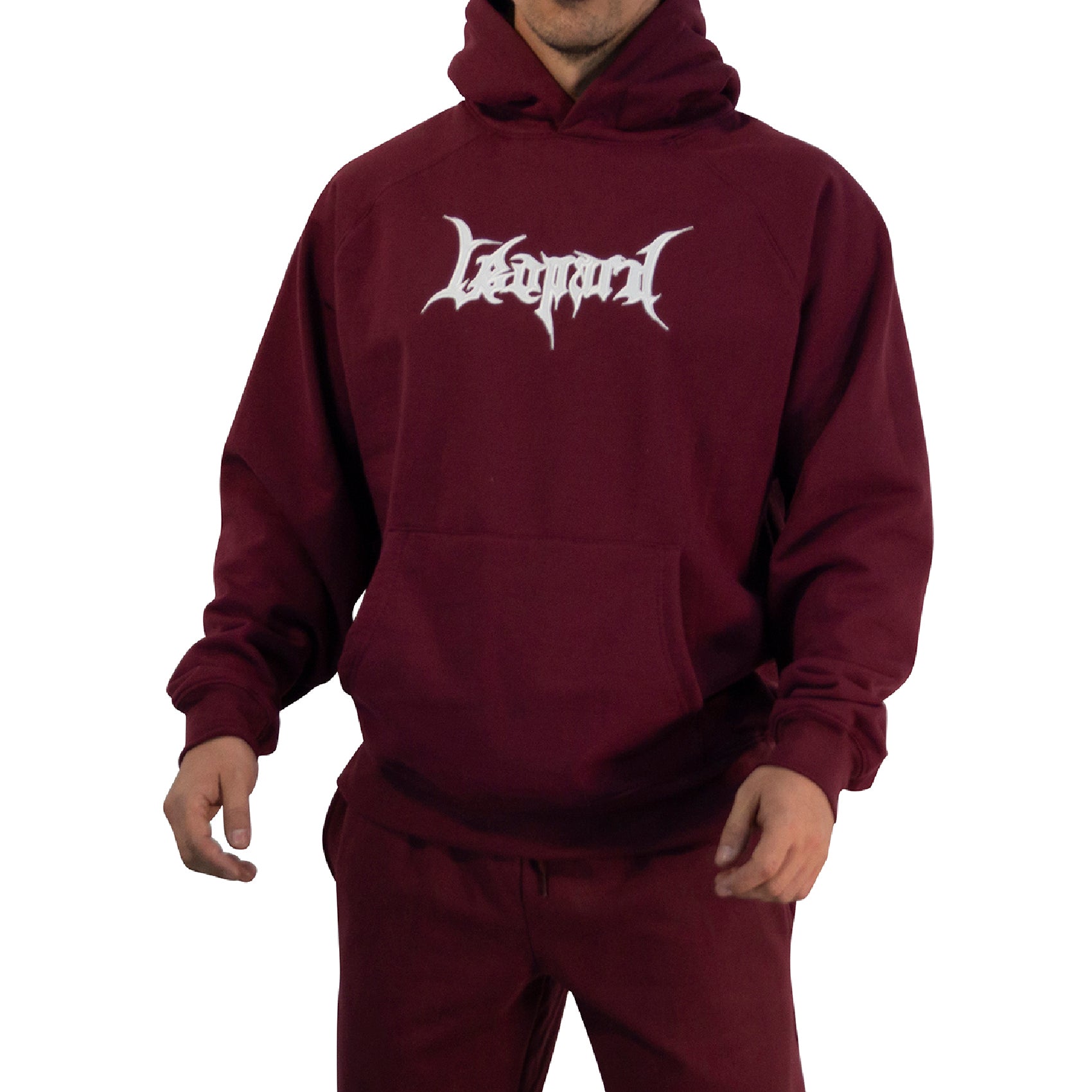 Hoodie Oversized Dark Series Distresed Logo Burgundy