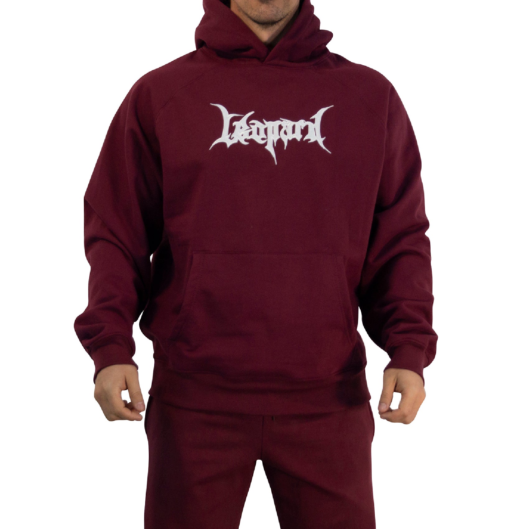 Hoodie Oversized Dark Series Distresed Logo Burgundy