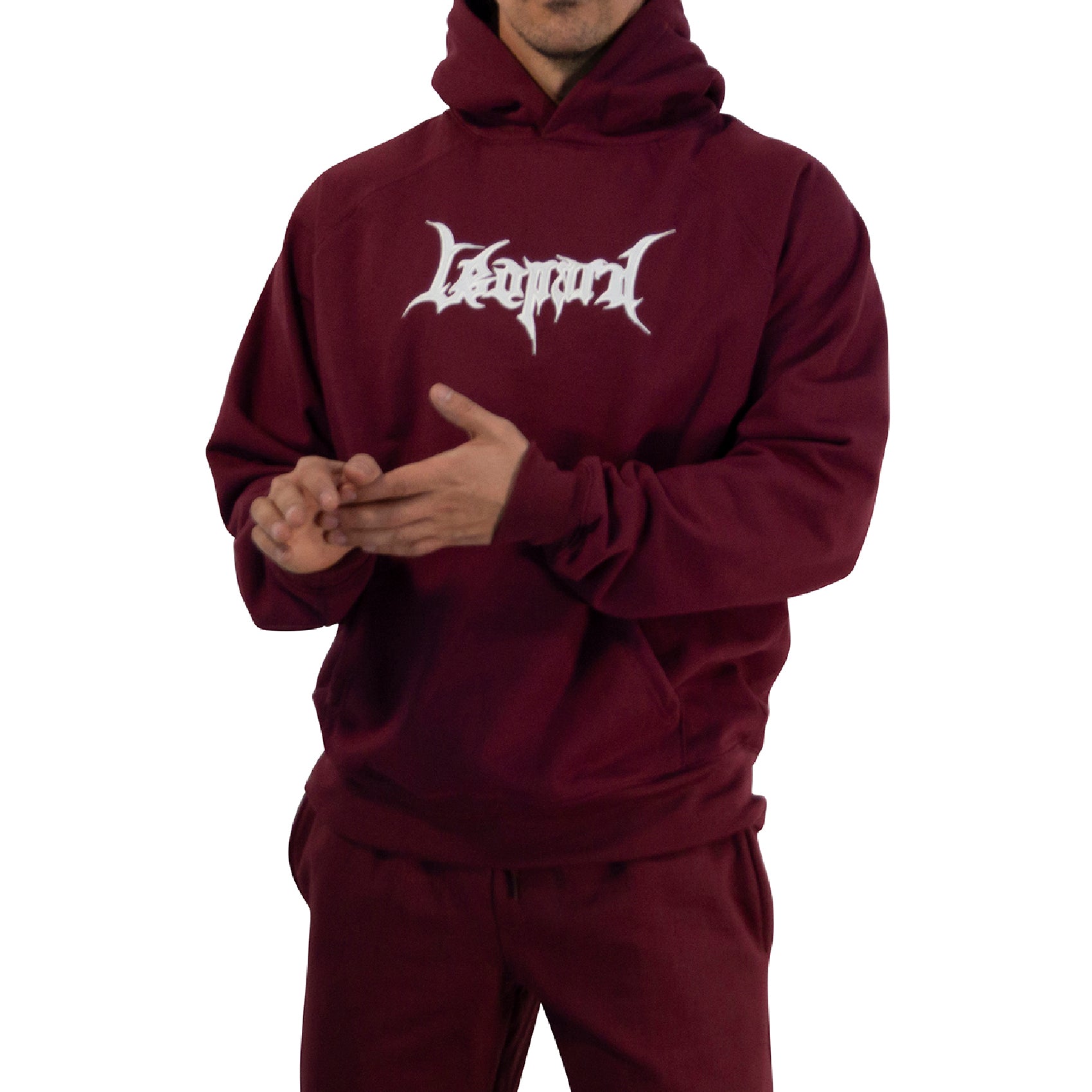 Hoodie Oversized Dark Series Distresed Logo Burgundy