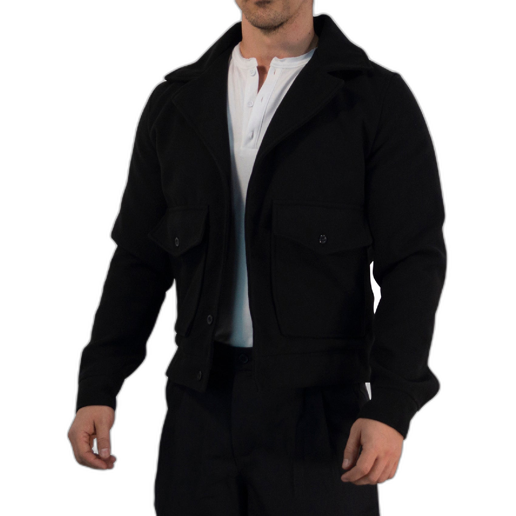Regent Melton Jacket Boxy Fit Black