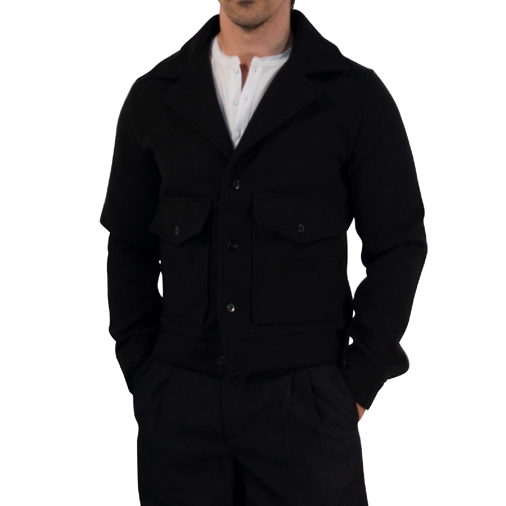 Regent Melton Jacket Boxy Fit Black