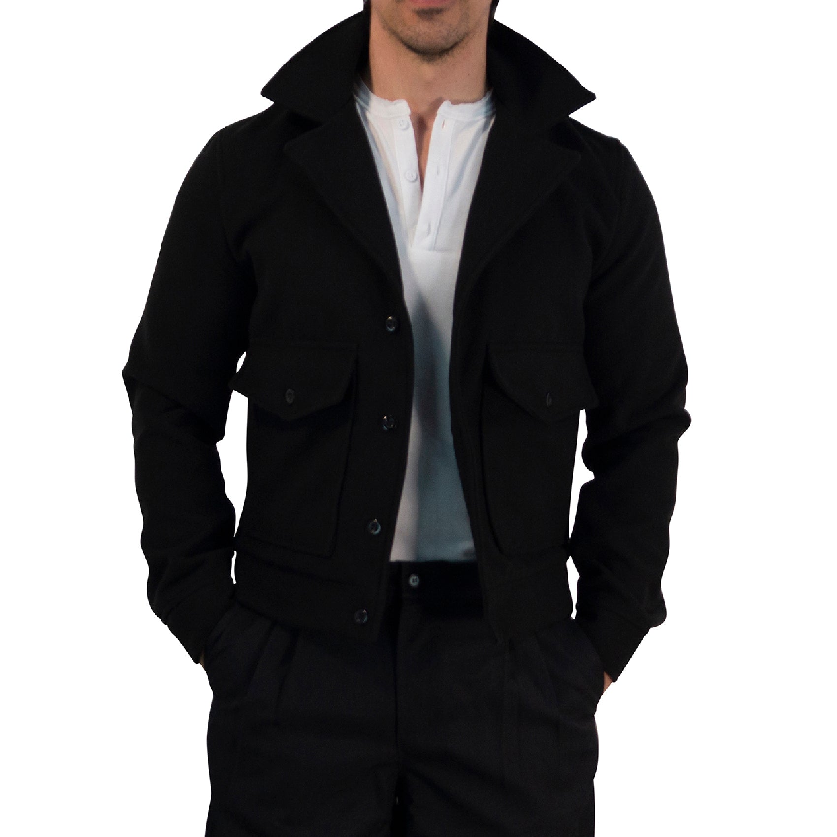 Regent Melton Jacket Boxy Fit Black