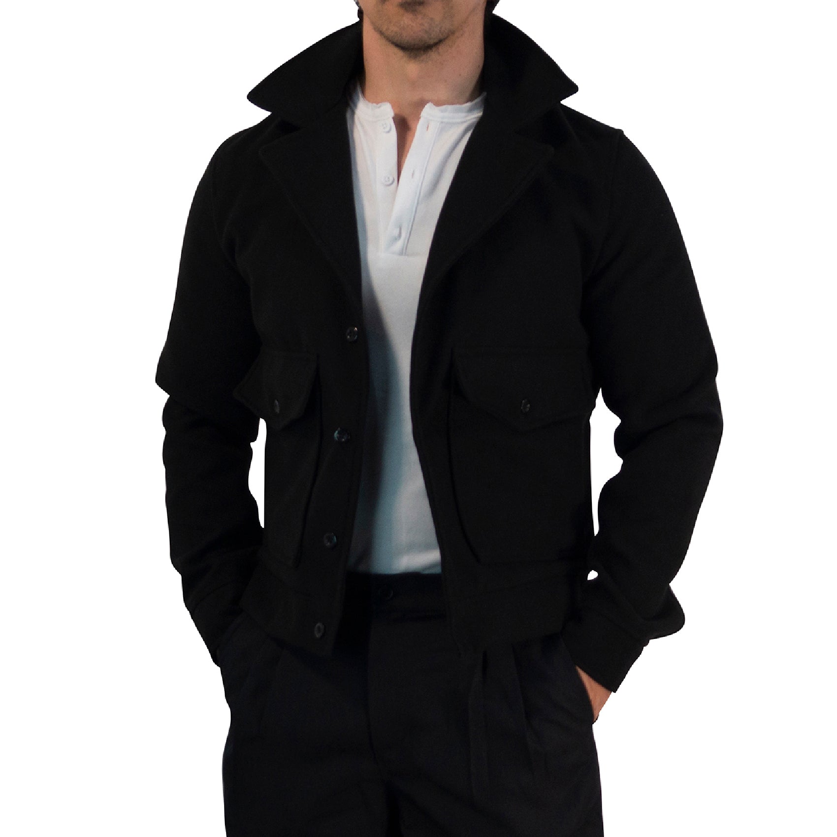 Regent Melton Jacket Boxy Fit Black