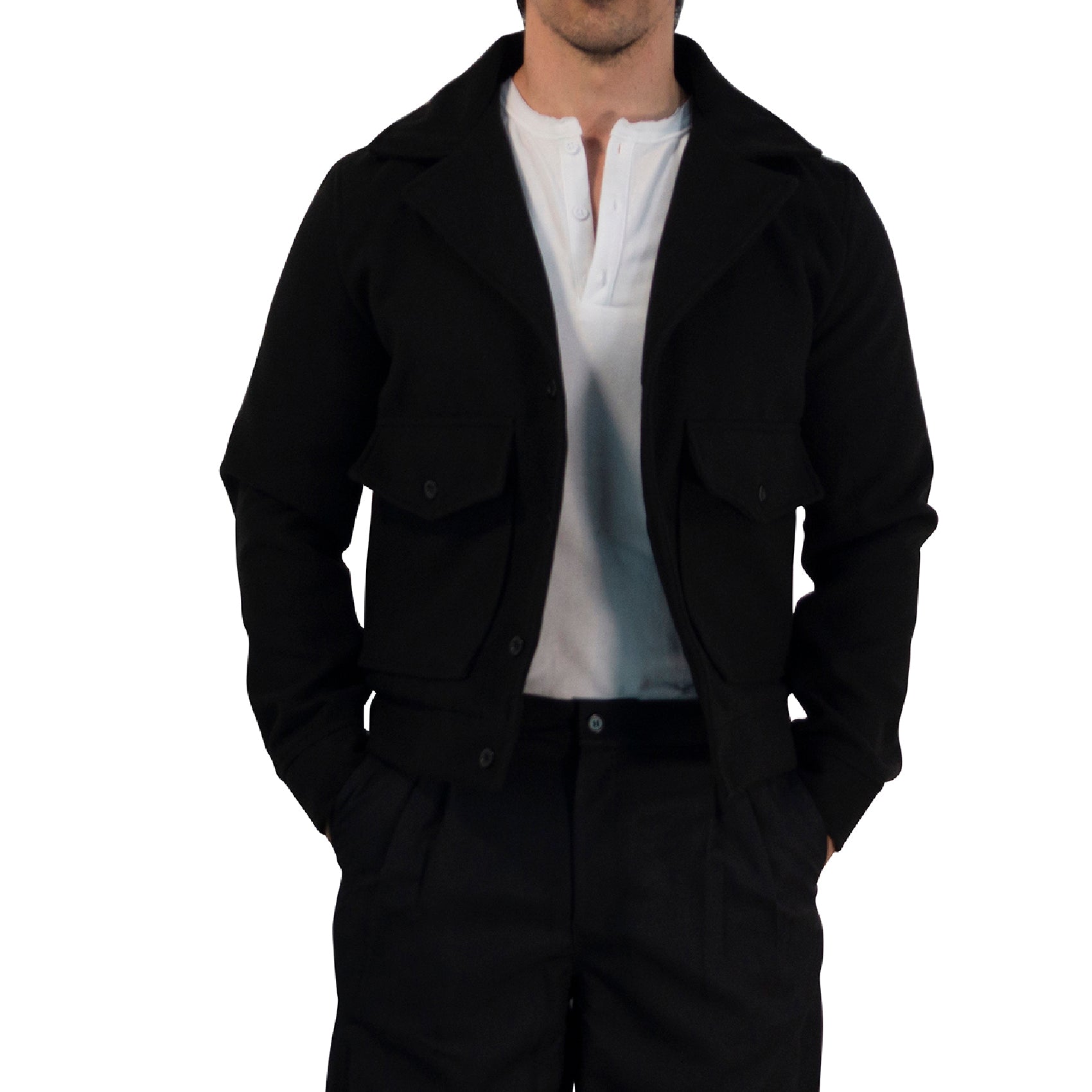 Regent Melton Jacket Boxy Fit Black