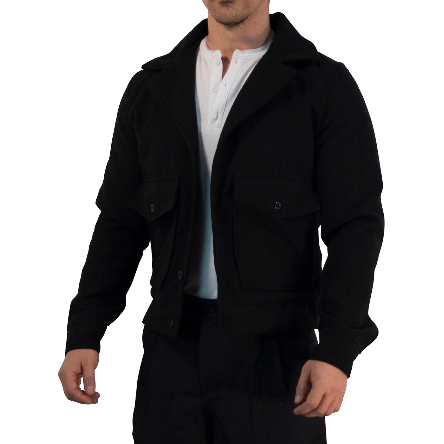 Regent Melton Jacket Boxy Fit Black
