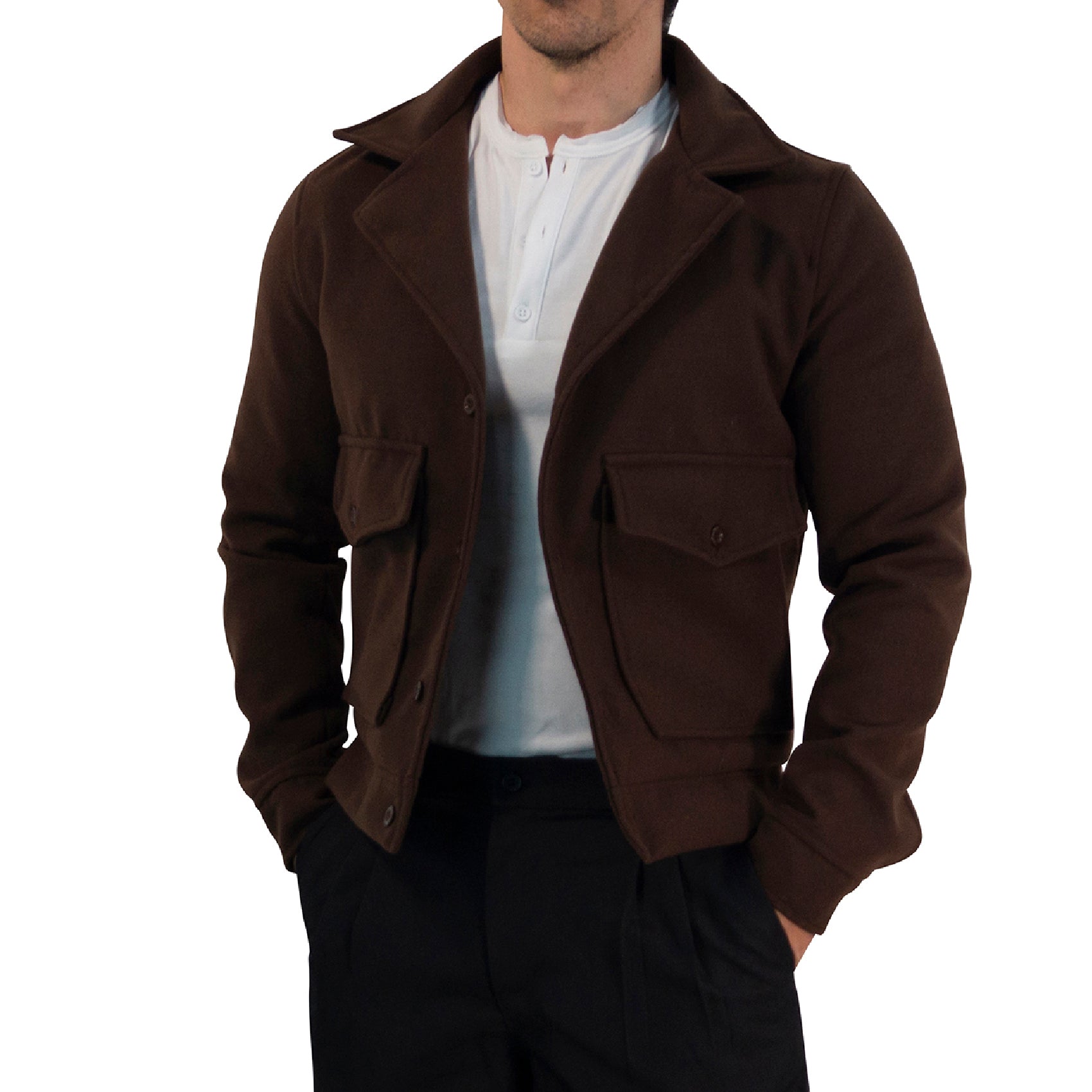 Regent Melton Jacket Boxy Fit Brown