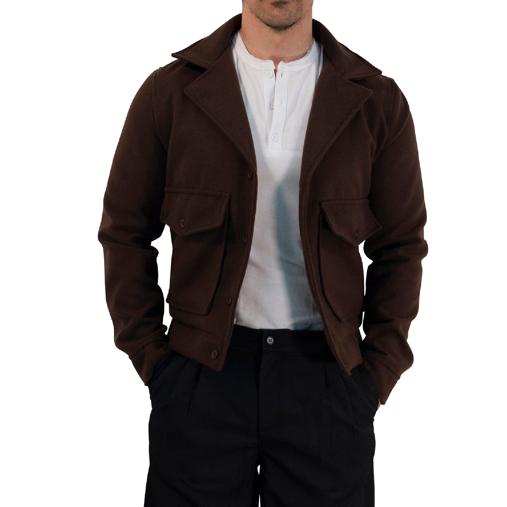 Regent Melton Jacket Boxy Fit Brown