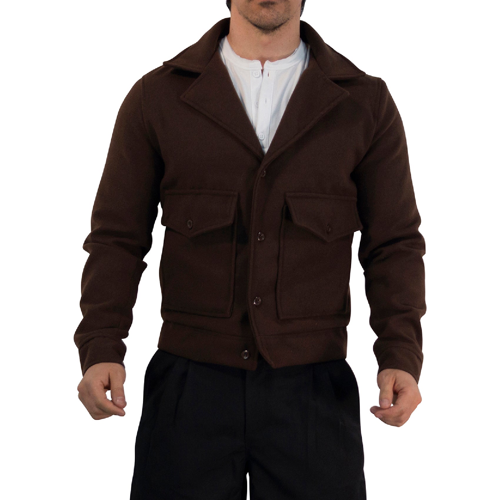 Regent Melton Jacket Boxy Fit Brown