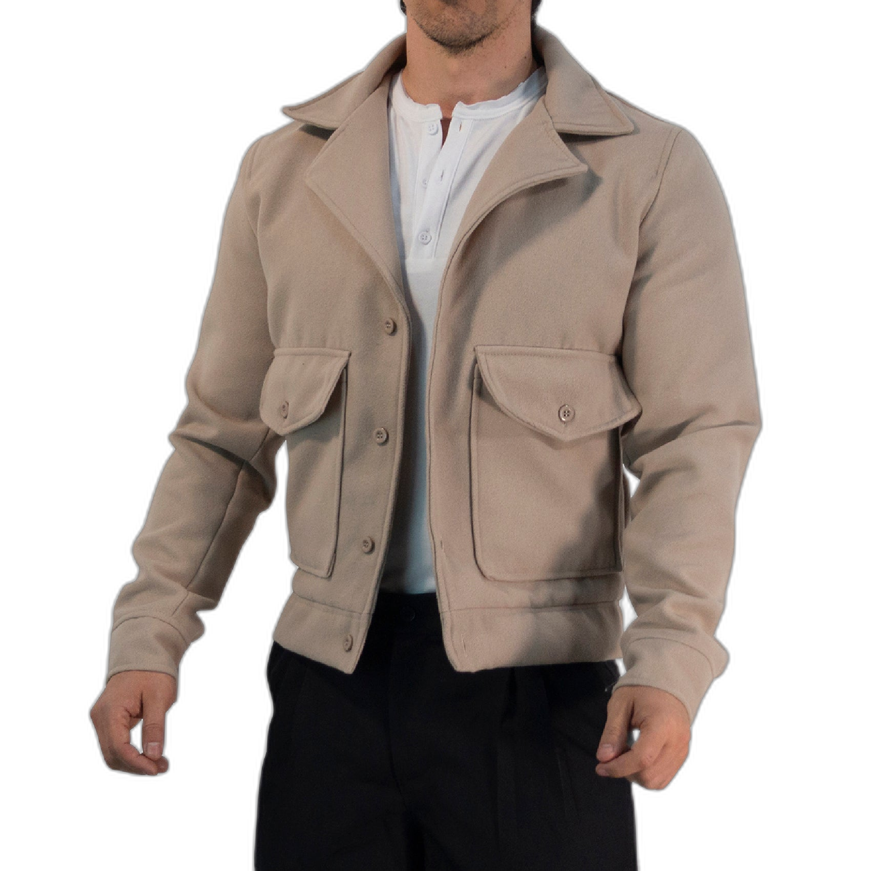 Regent Melton Jacket Boxy Fit Beige Latte