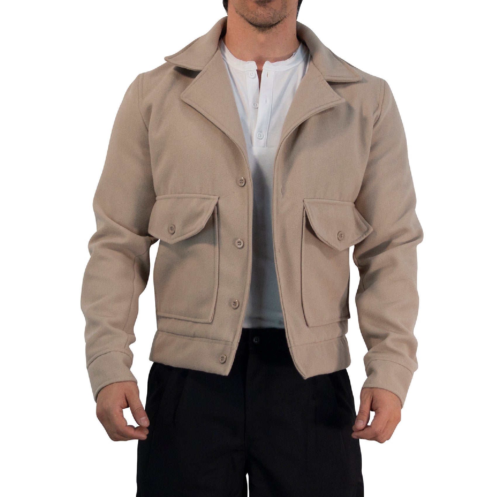 Regent Melton Jacket Boxy Fit Beige Latte