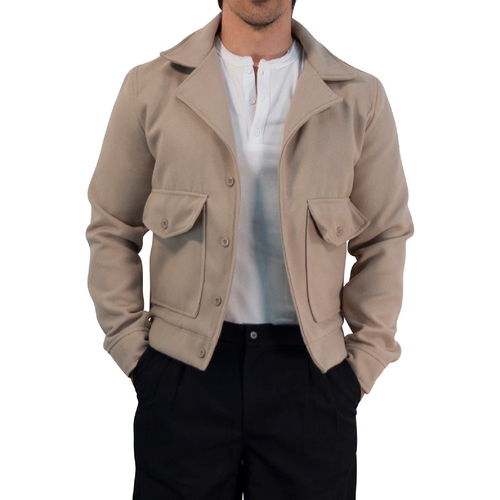 Regent Melton Jacket Boxy Fit Beige Latte