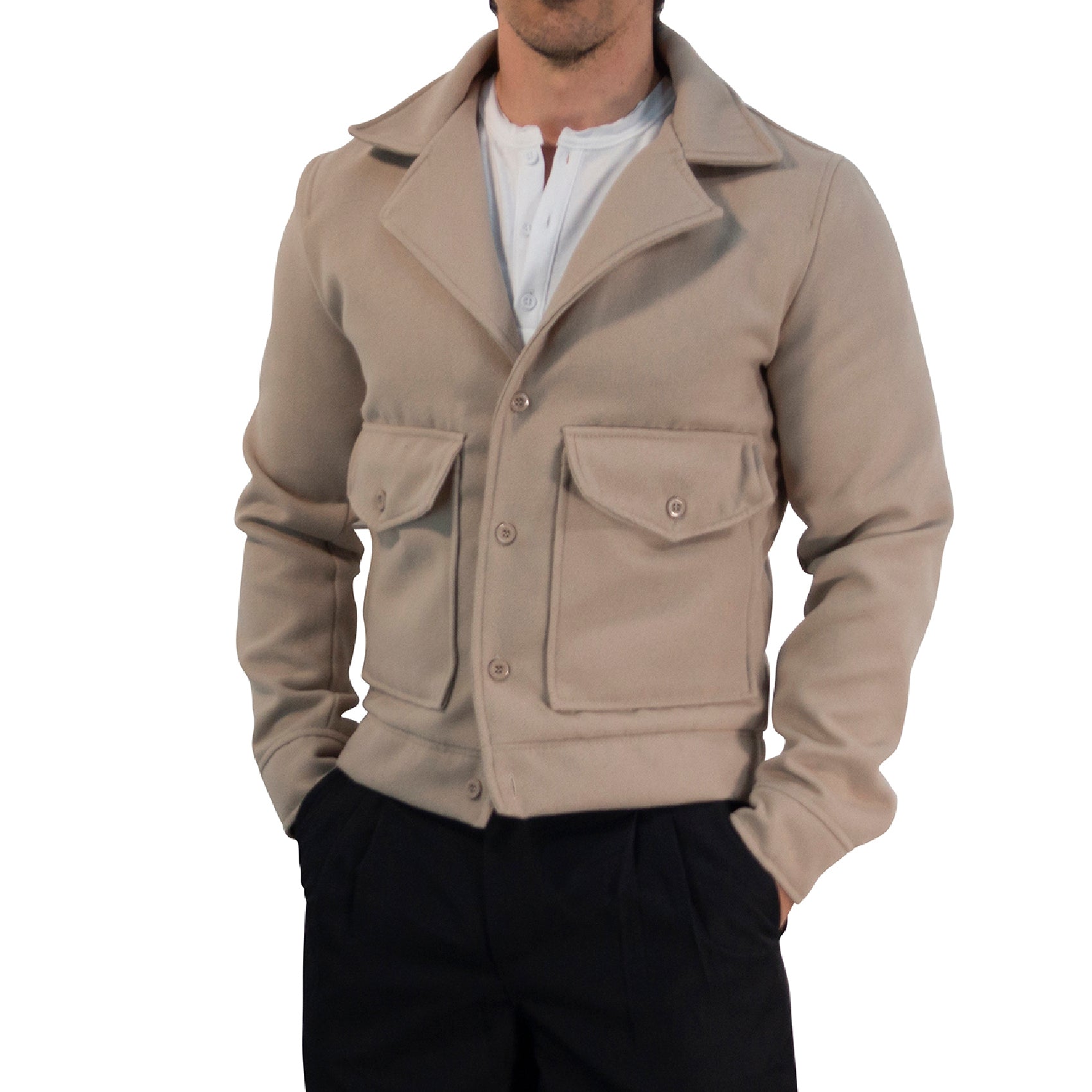 Regent Melton Jacket Boxy Fit Beige Latte