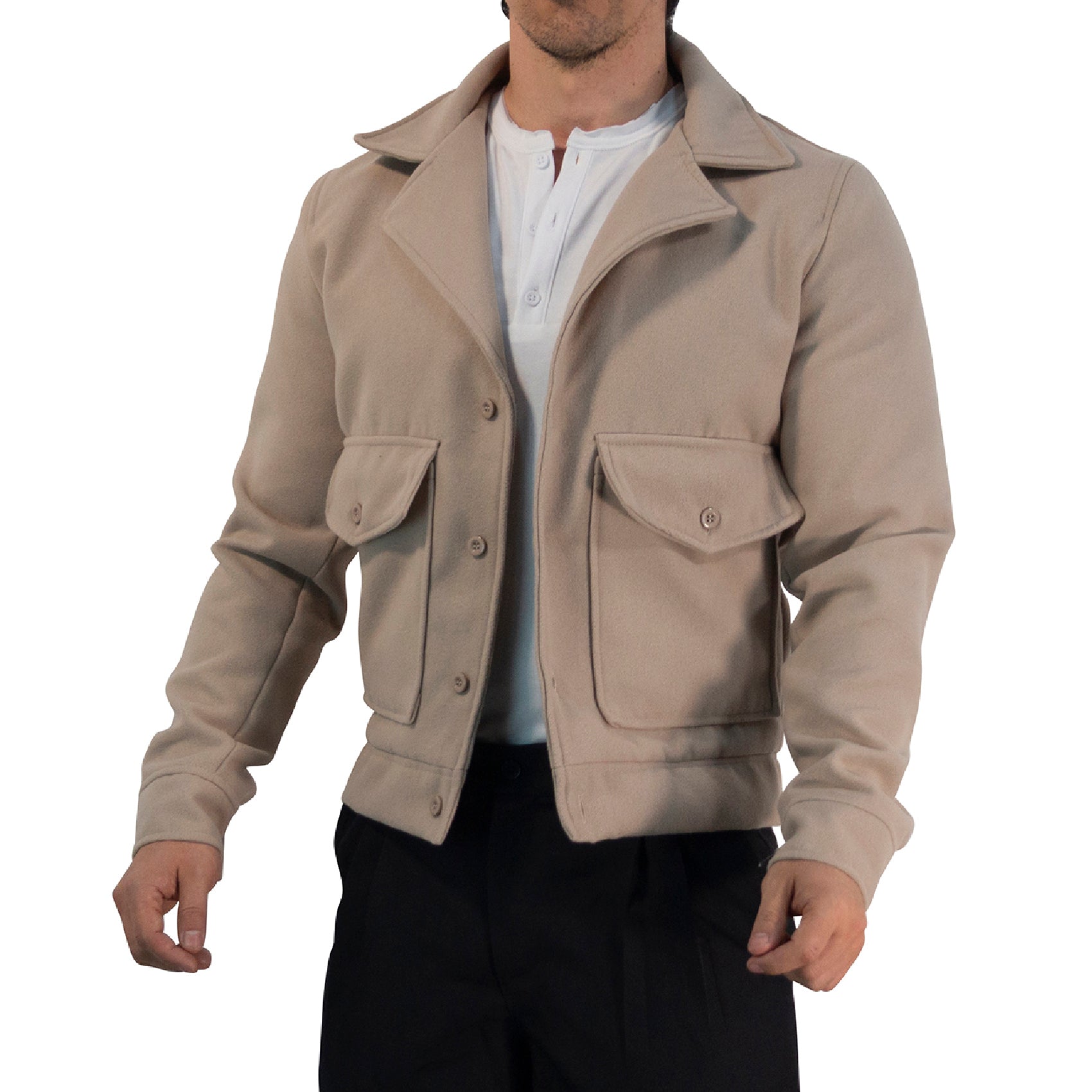 Regent Melton Jacket Boxy Fit Beige Latte