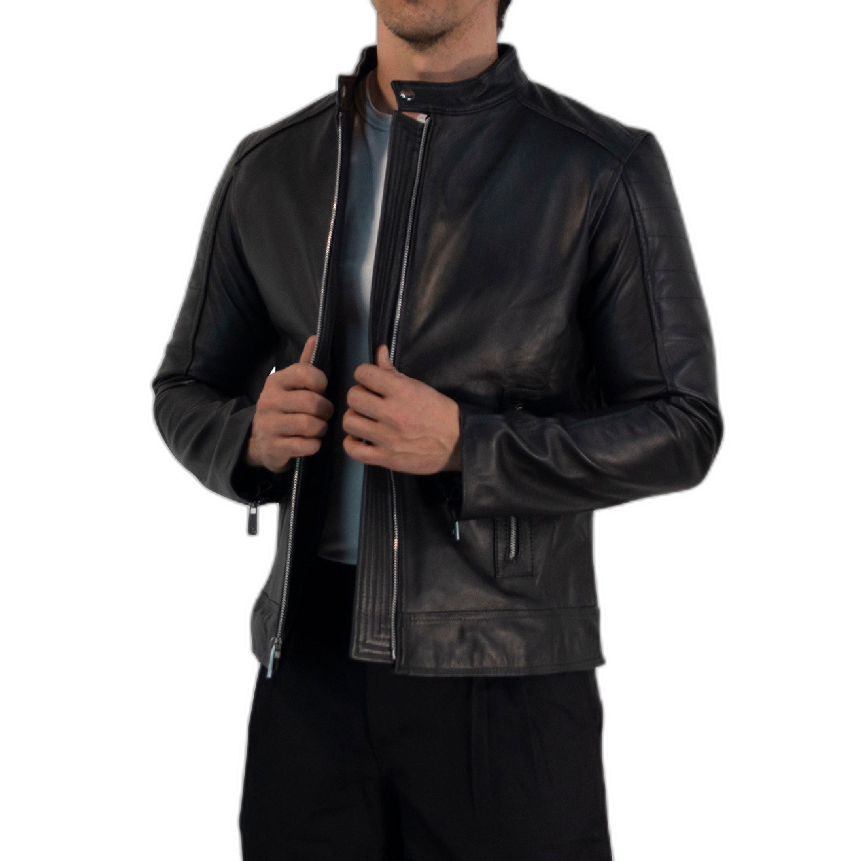 True Leather Black Biker Jacket