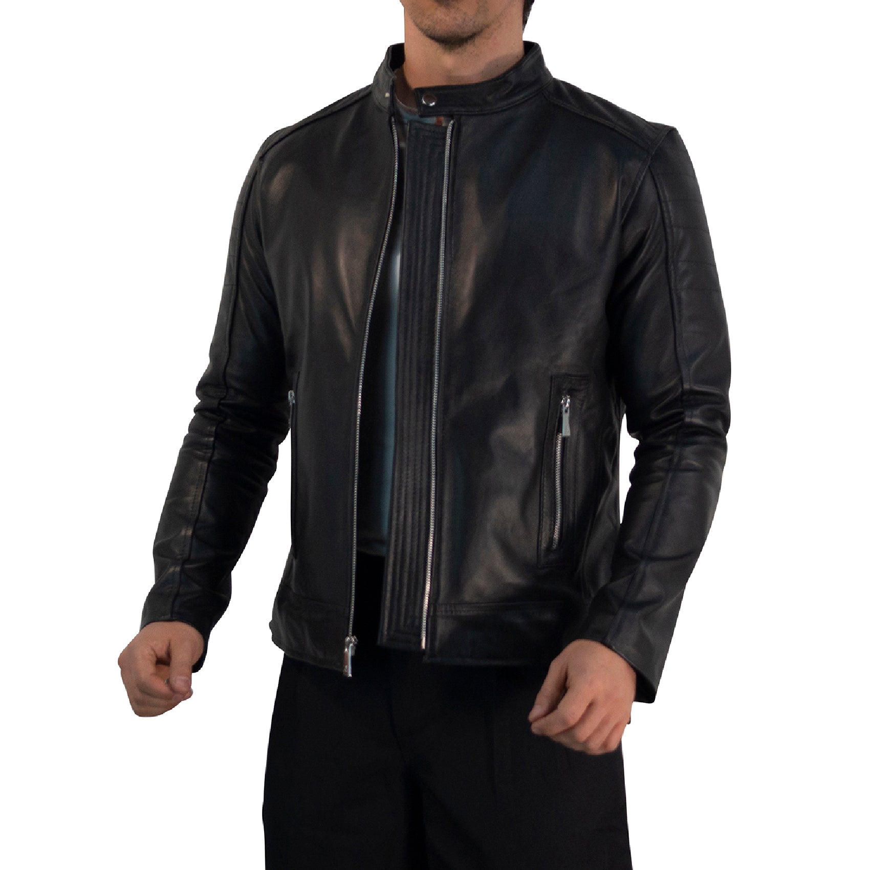 True Leather Black Biker Jacket