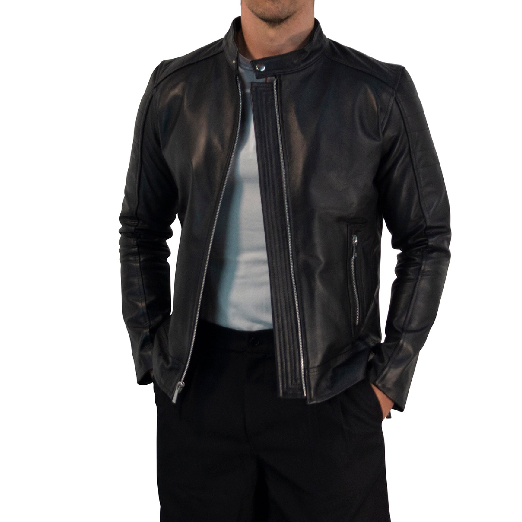 True Leather Black Biker Jacket