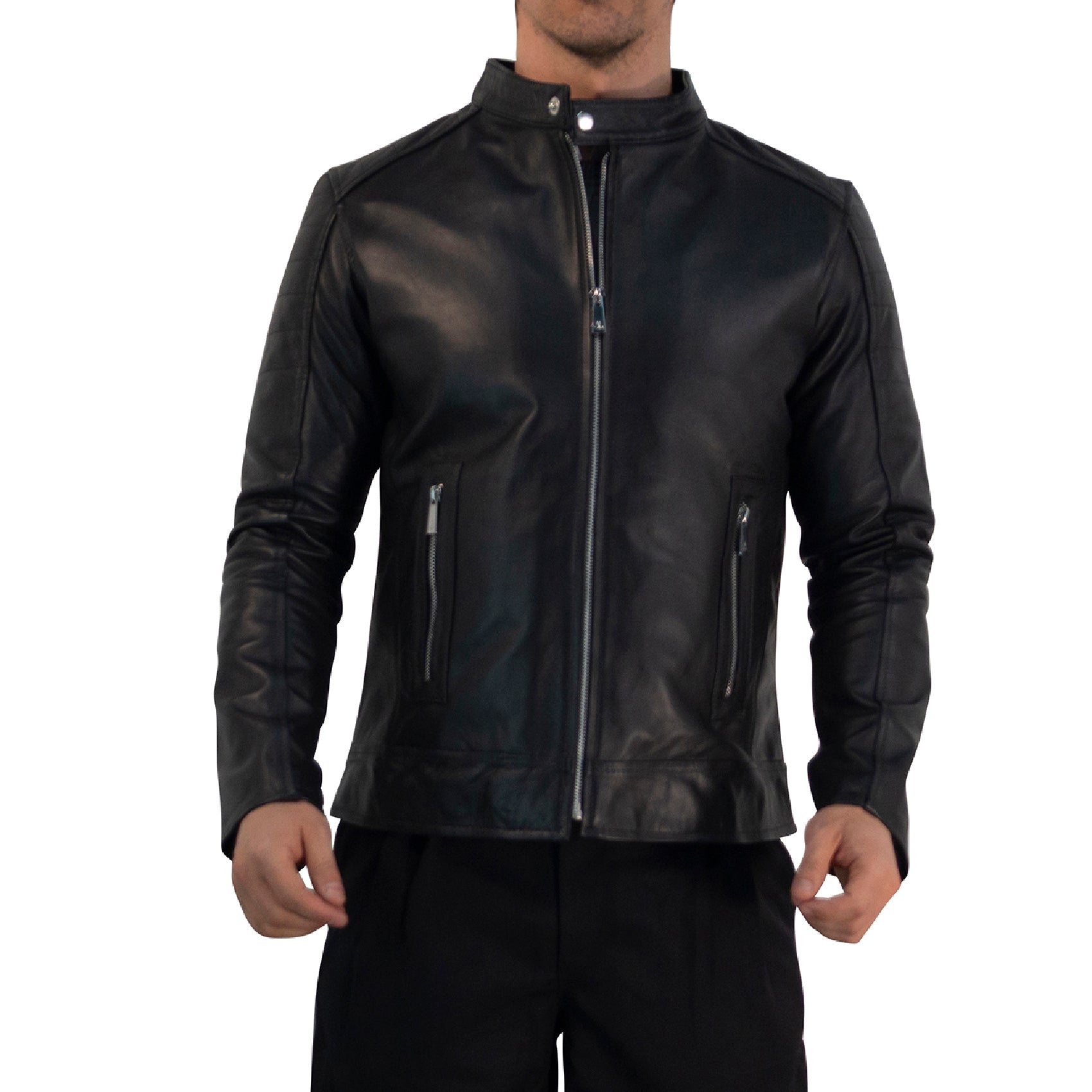 True Leather Black Biker Jacket